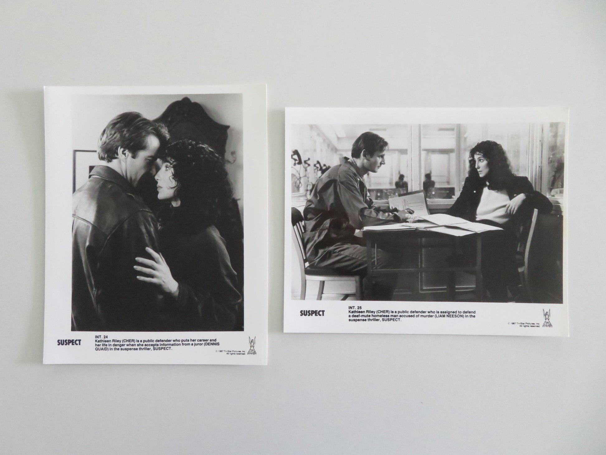 SUSPECT MOVIE STILL PHOTO LOT OF 12 CHER DENNIS QUAID 1987 Movie posters