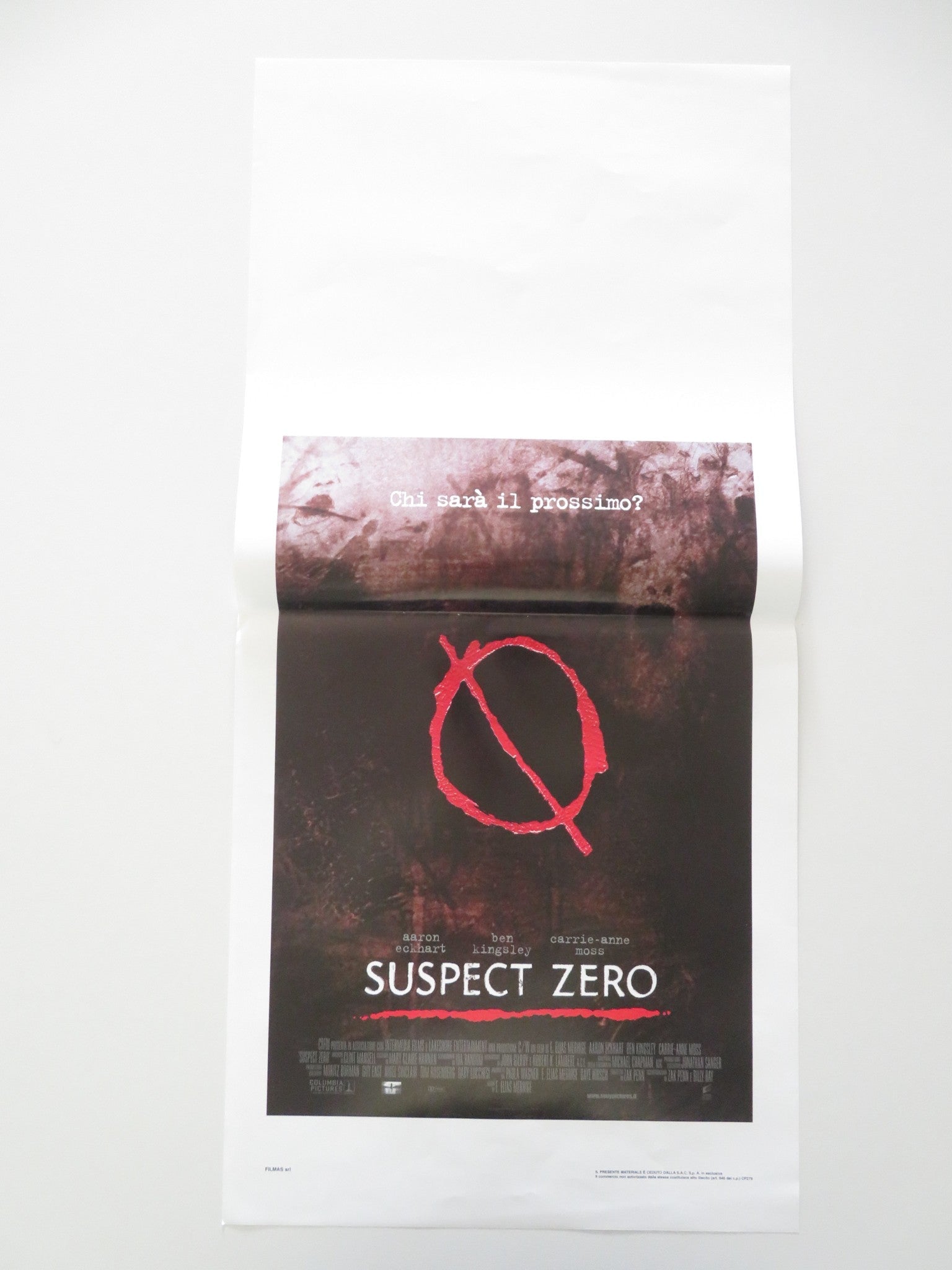 Suspect Zero ITALIAN LOCANDINA POSTER BEN KINGSLEY AARON ECKHART 2004 Movie posters