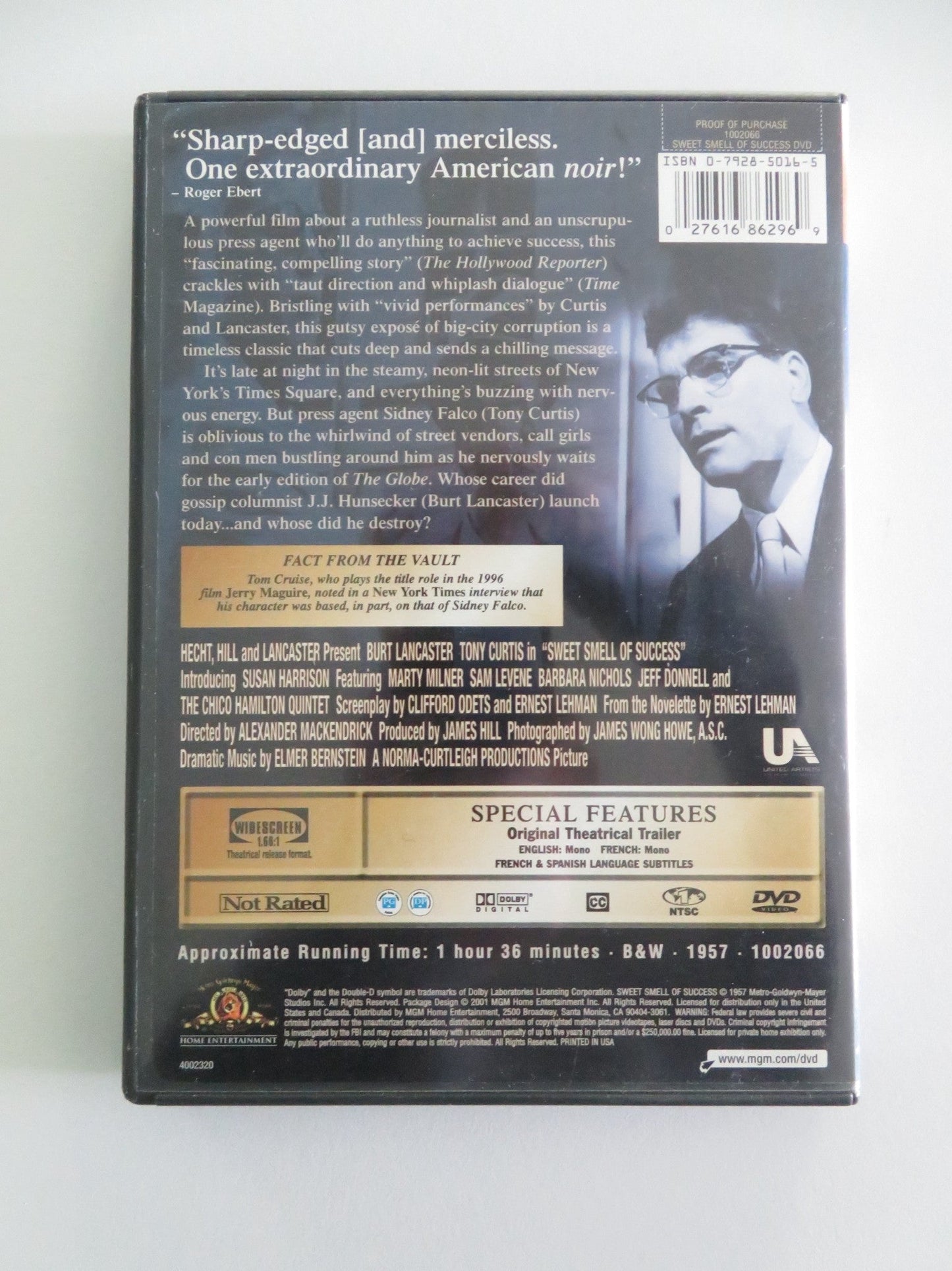Sweet smell of success (DVD) Burt Lancaster Tony Curtis 1957 Region 1 Movie posters