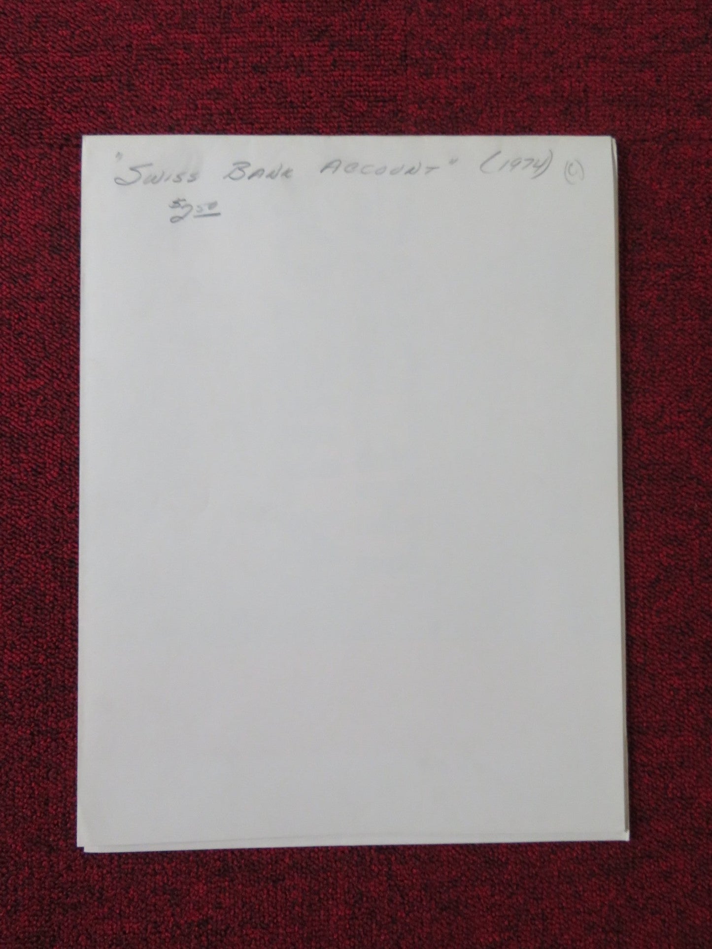 SWISS BANK ACCOUNT FOLDED US ONE SHEET POSTER BILL EWING FRANK BONNER 1974 Rendezvous Cinema Movie posters