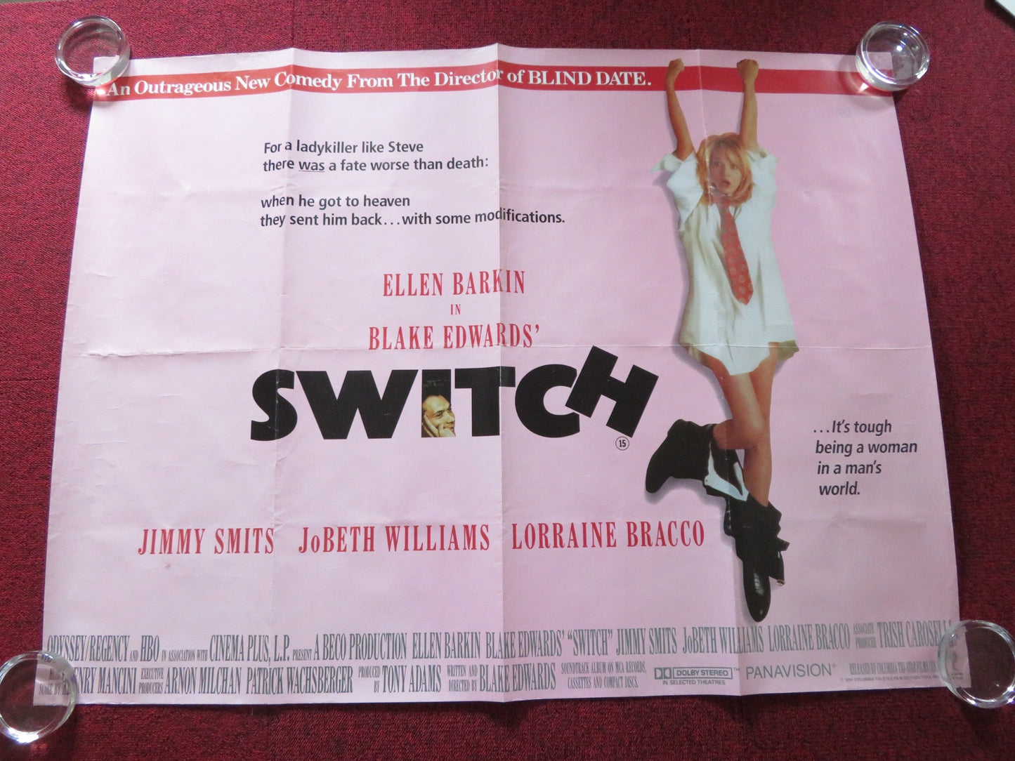 SWITCH UK QUAD ROLLED POSTER ELLEN BARKIN JIMMY SMITS 1991 Rendezvous Cinema Movie posters