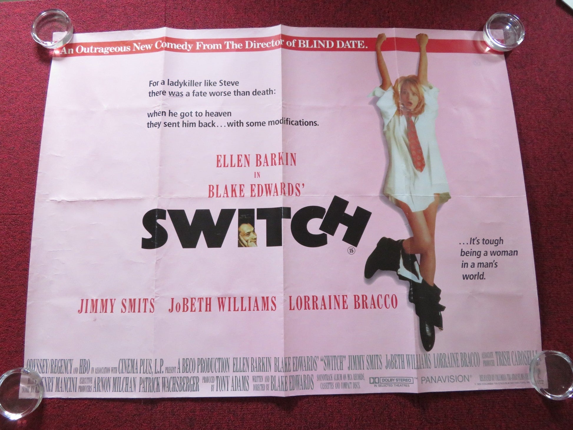 SWITCH UK QUAD ROLLED POSTER ELLEN BARKIN JIMMY SMITS 1991 Rendezvous Cinema Movie posters