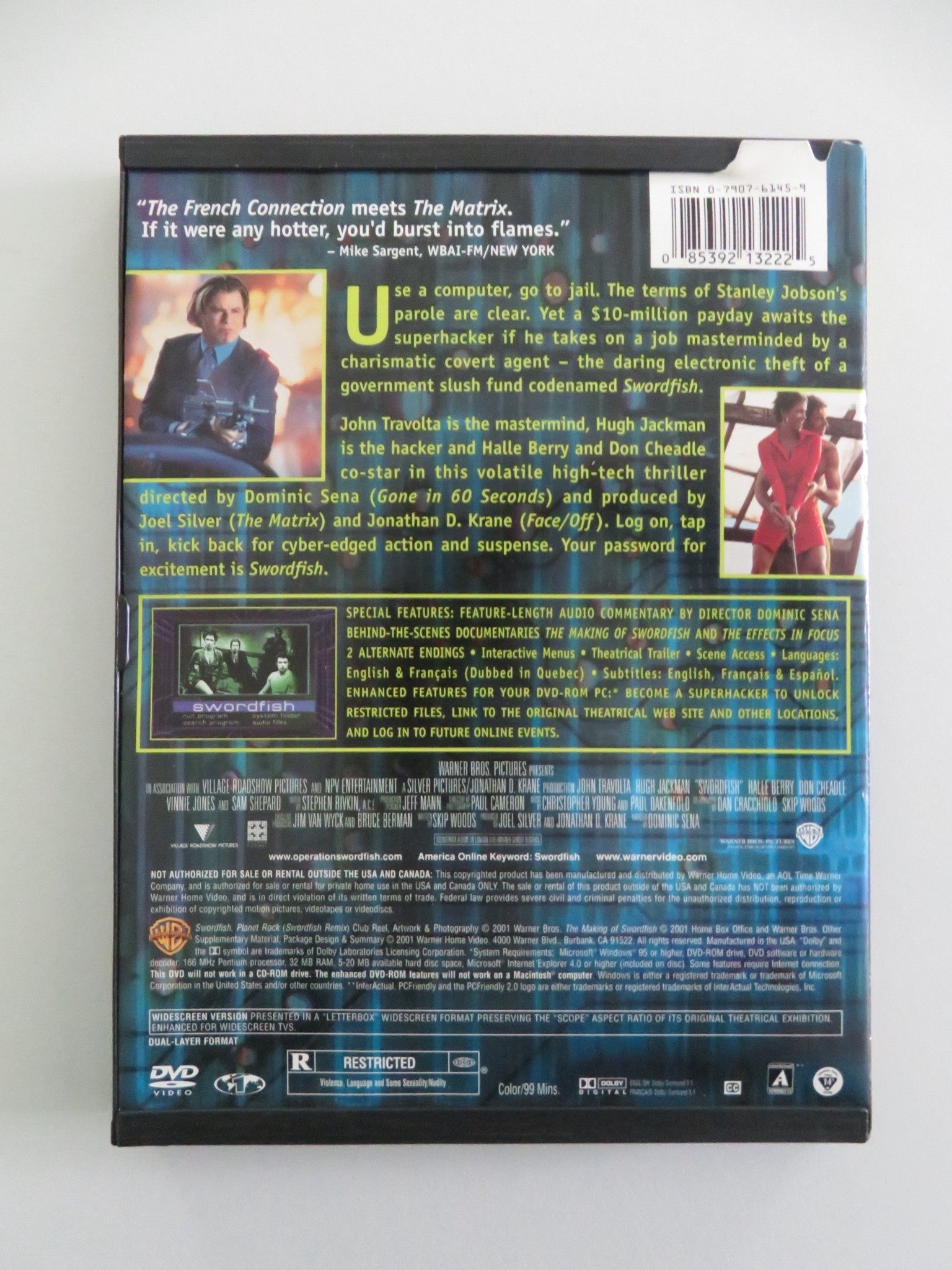 Swordfish (DVD) John Travolta Hugh Jackman 2001 Region 1 Movie posters