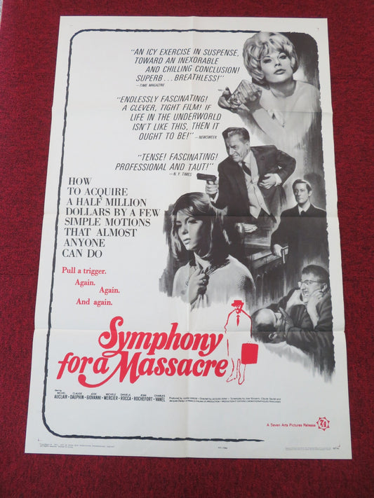 SYMPHONY FOR A MASSACRE FOLDED US ONE SHEET POSTER AUCLAIR CLAUDE DAUPHIN 1965 Movie posters