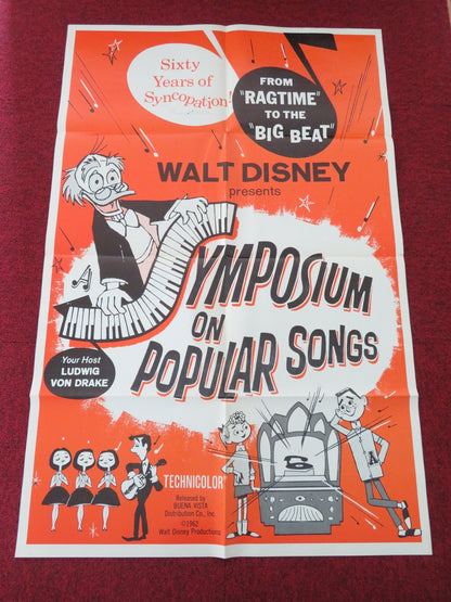 SYMPOSIUM ON POPULAR SONGS FOLDED US ONE SHEET POSTER DISNEY PAUL FREES 1962 Movie posters