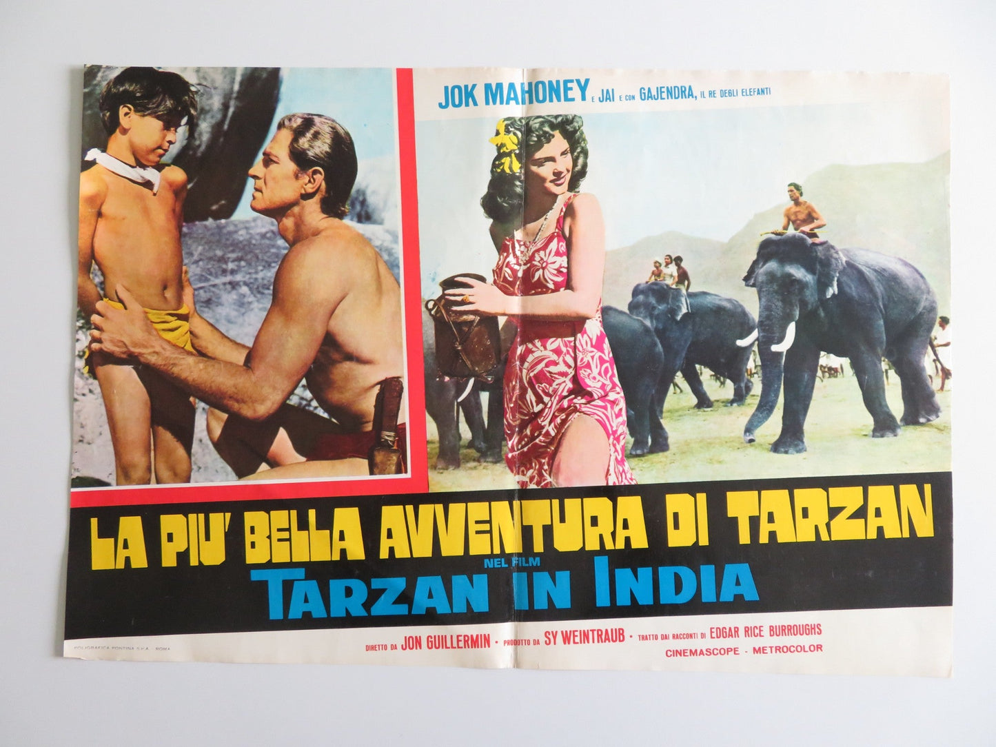 TARZAN GOES TO INDIA - A ITALIAN FOTOBUSTA POSTER JOCK MAHONEY LEO GORDON 1962 Rendezvous Cinema Movie posters