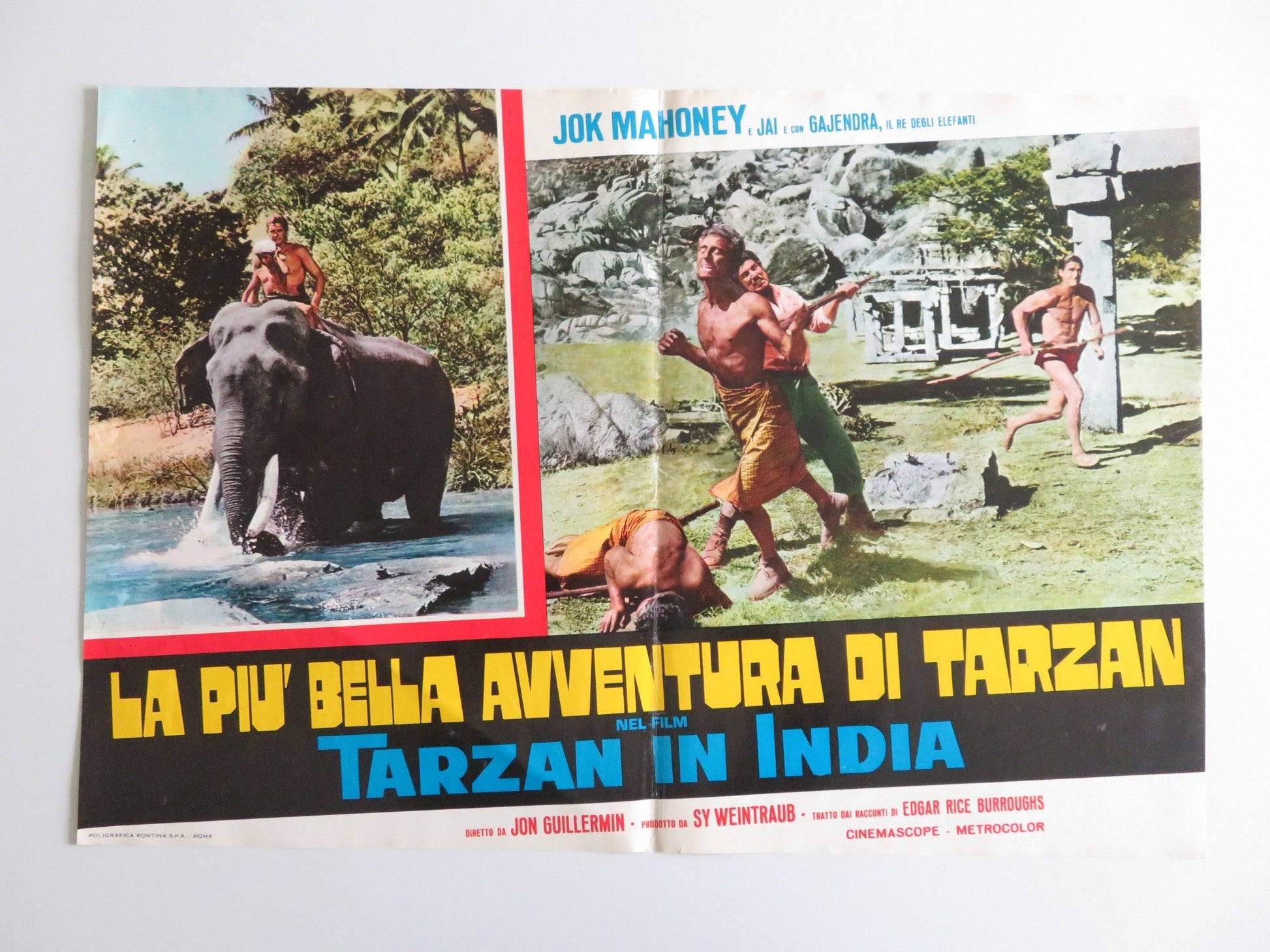 TARZAN GOES TO INDIA - B ITALIAN FOTOBUSTA POSTER JOCK MAHONEY LEO GORDON 1962 Rendezvous Cinema Movie posters