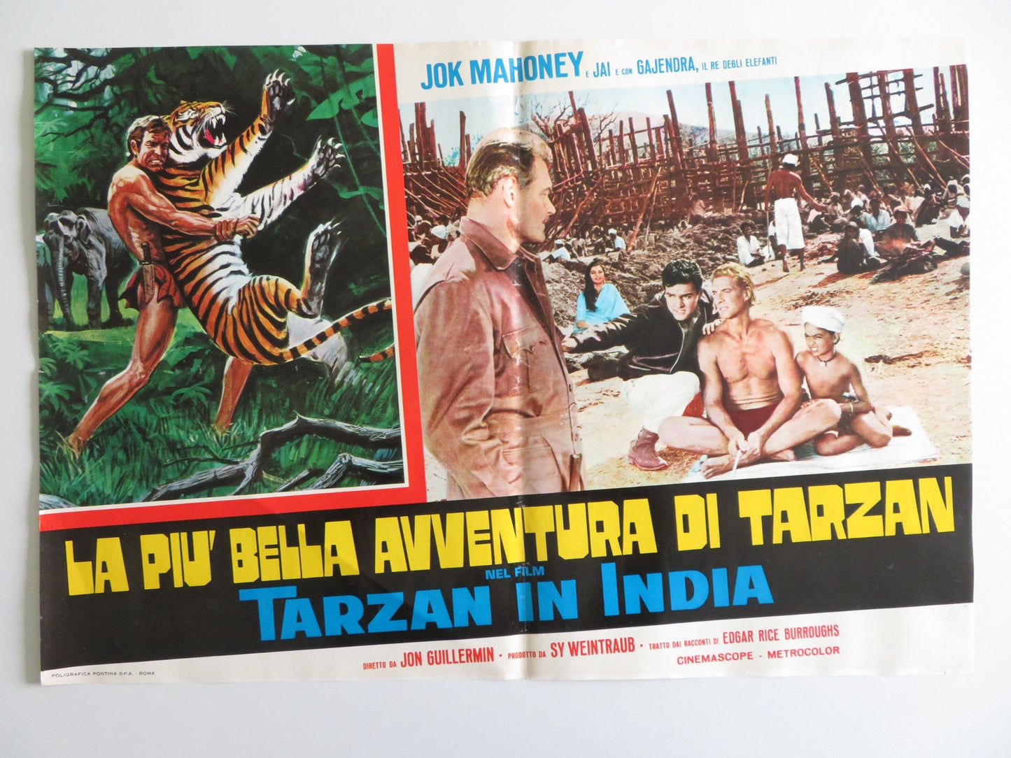 TARZAN GOES TO INDIA - G ITALIAN FOTOBUSTA POSTER JOCK MAHONEY LEO GORDON 1962 Rendezvous Cinema Movie posters