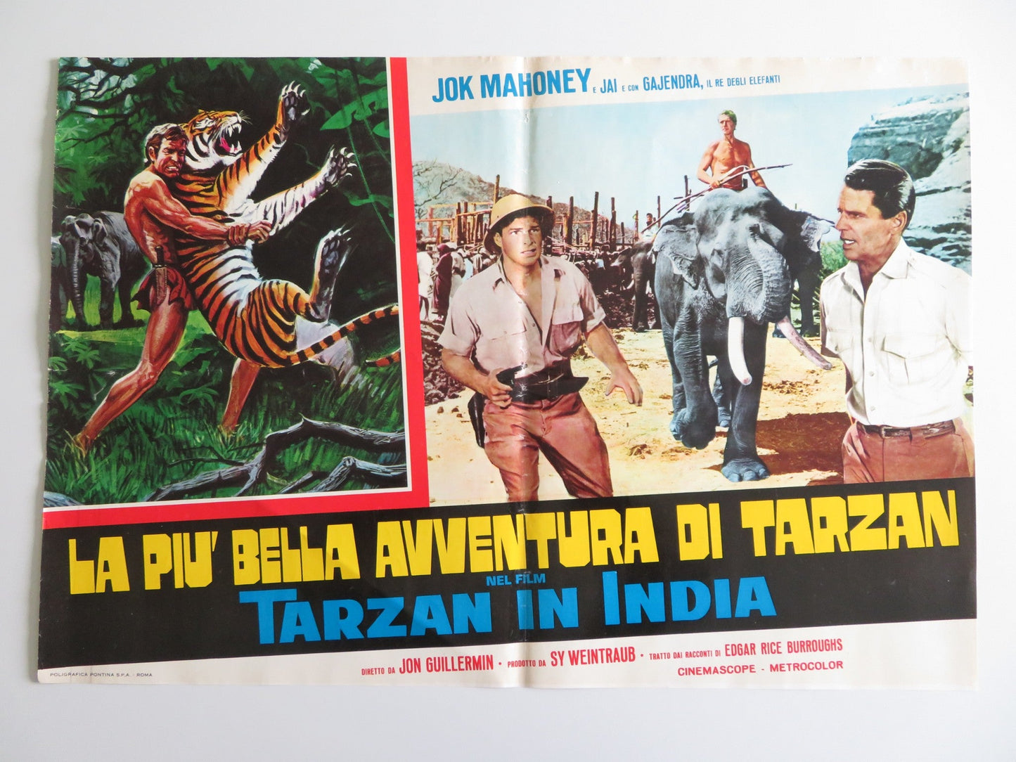 TARZAN GOES TO INDIA - H ITALIAN FOTOBUSTA POSTER JOCK MAHONEY LEO GORDON 1962 Rendezvous Cinema Movie posters