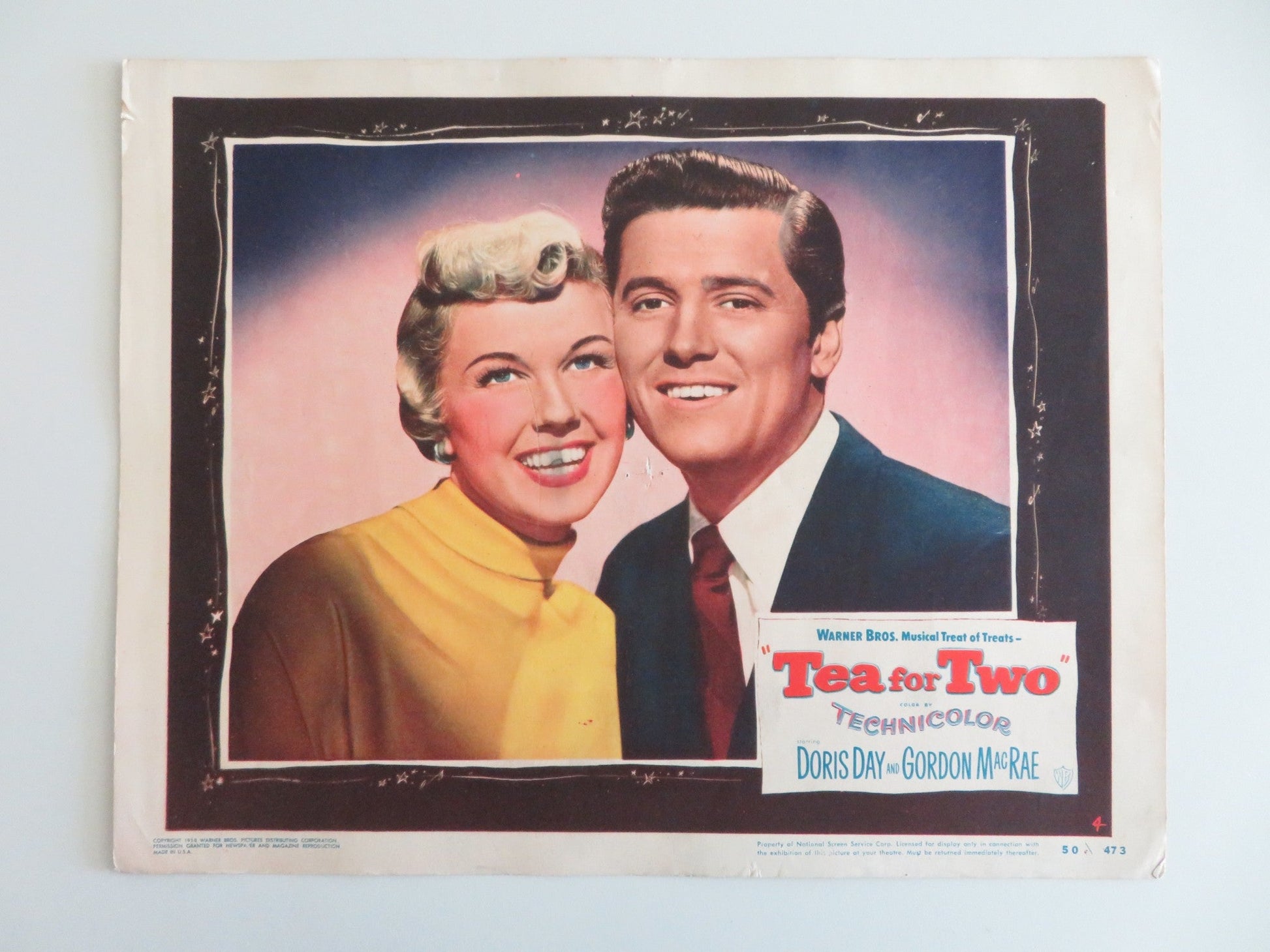TEA FOR TWO - #4 LOBBY CARD DORIS DAY GORDON MACRAE 1950 Rendezvous Cinema Movie posters