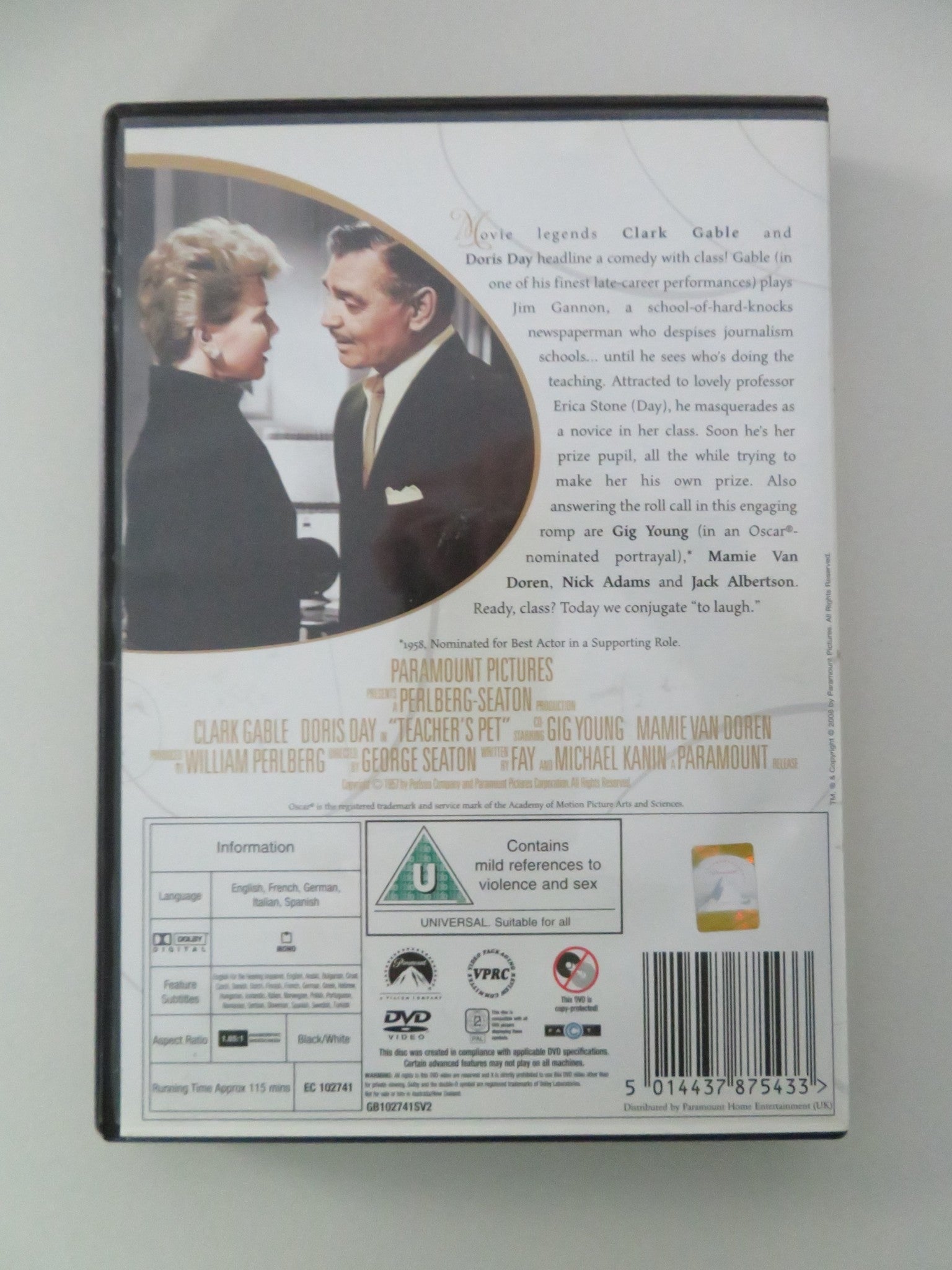 TEACHER'S PET (DVD) CLARK GABLE DORIS DAY 1958 REGION 2 Movie posters