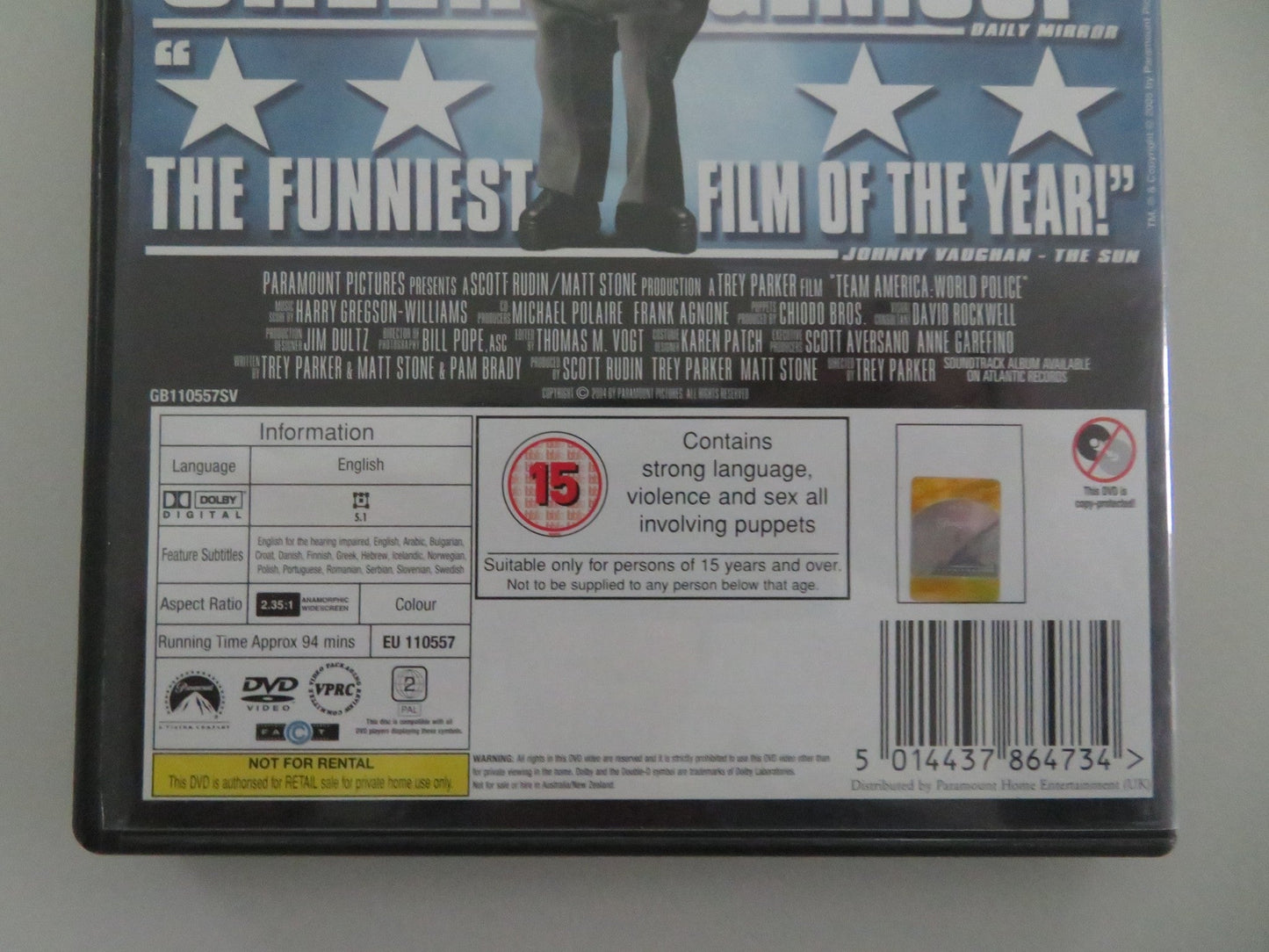 TEAM AMERICA: WORLD POLICE (DVD) TREY PARKER MATT STONE 2004 REGION 2 Movie posters