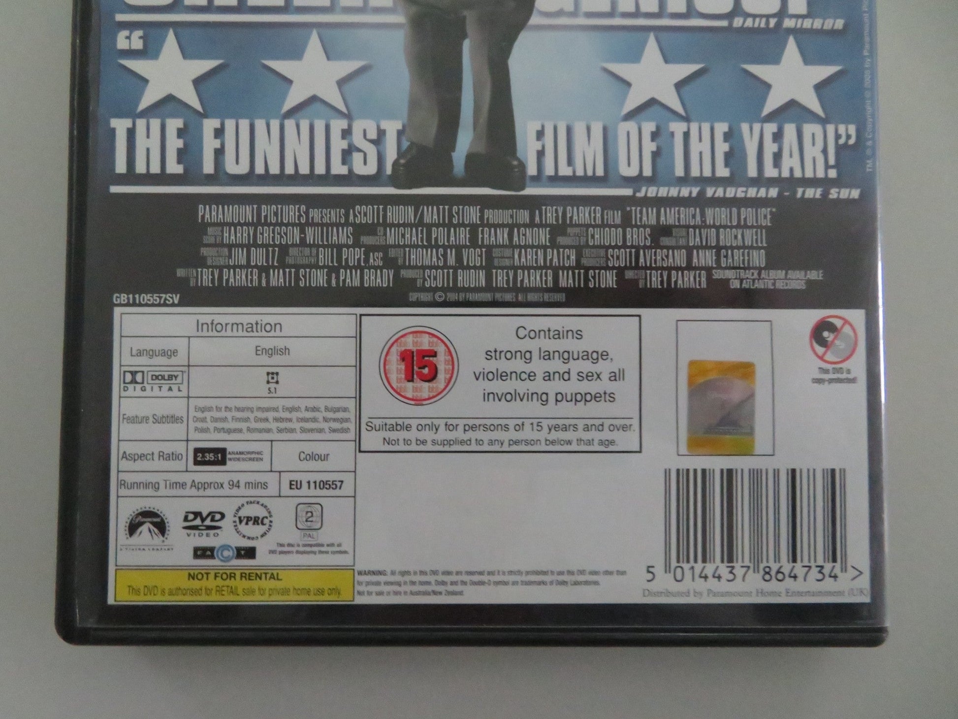 TEAM AMERICA: WORLD POLICE (DVD) TREY PARKER MATT STONE 2004 REGION 2 Movie posters