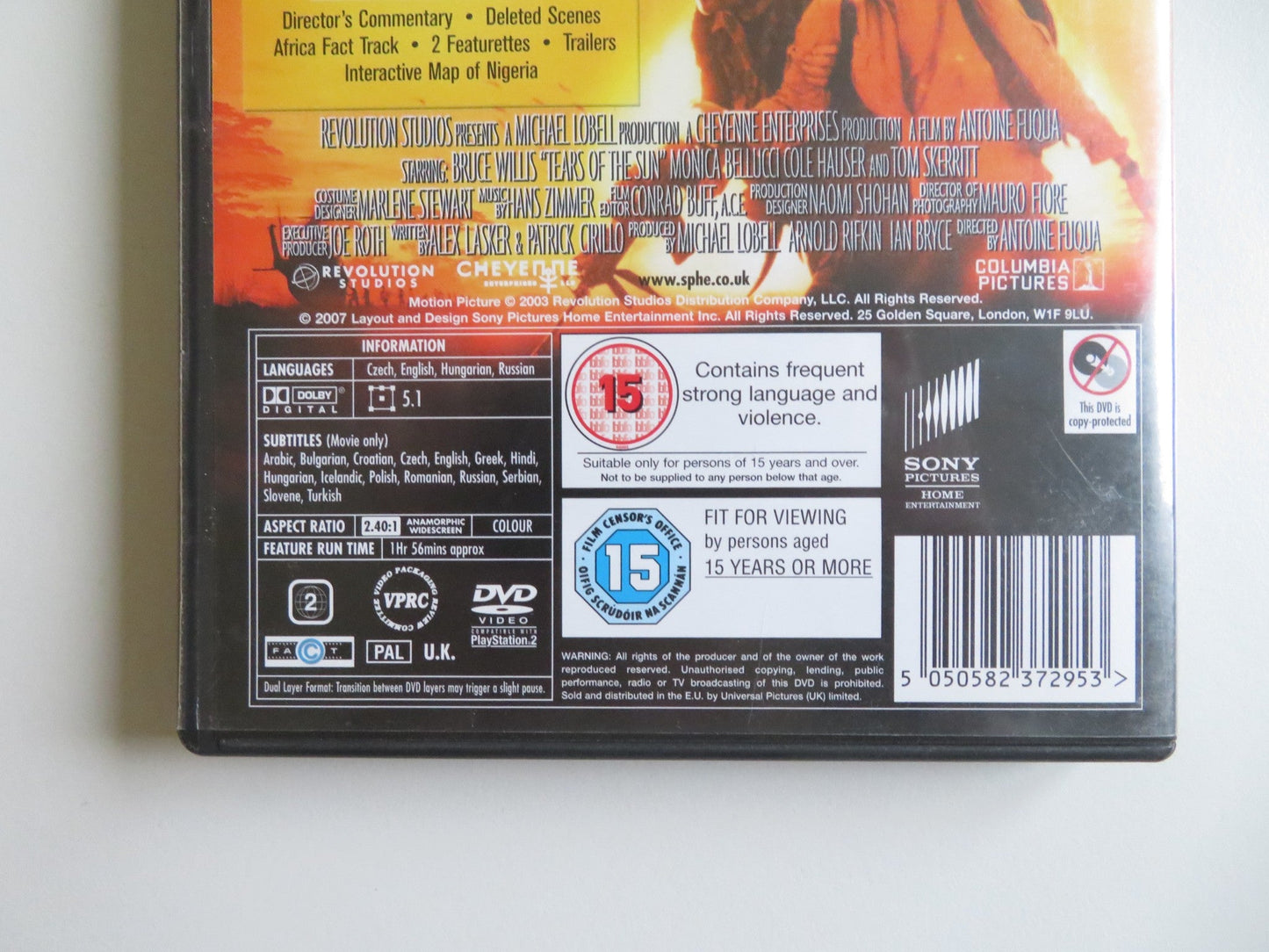 TEARS OF THE SUN - B (DVD) BRUCE WILLIS MONICA BELLUCCI 2003 REGION 2 Movie posters