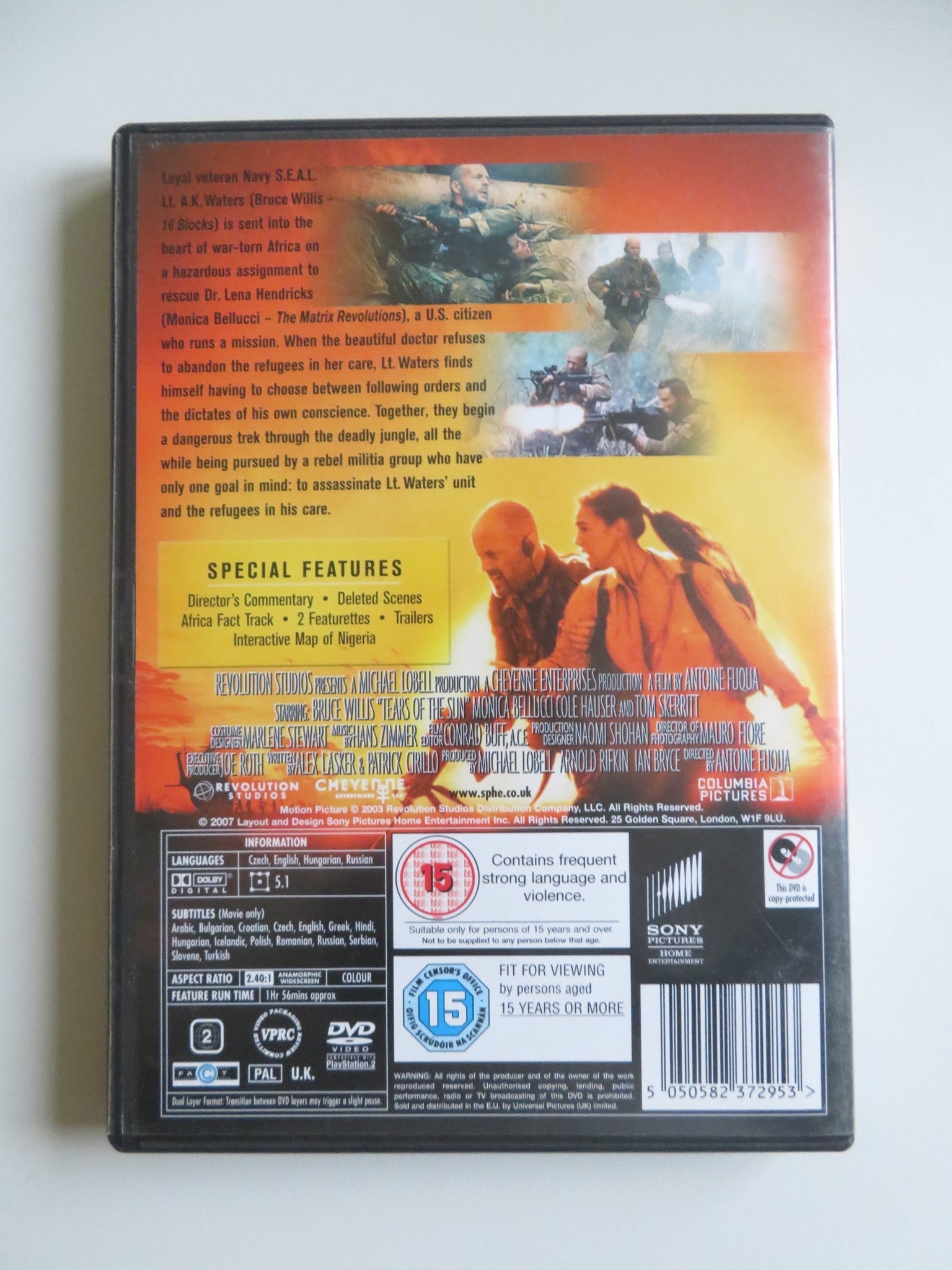 TEARS OF THE SUN - B (DVD) BRUCE WILLIS MONICA BELLUCCI 2003 REGION 2 Movie posters