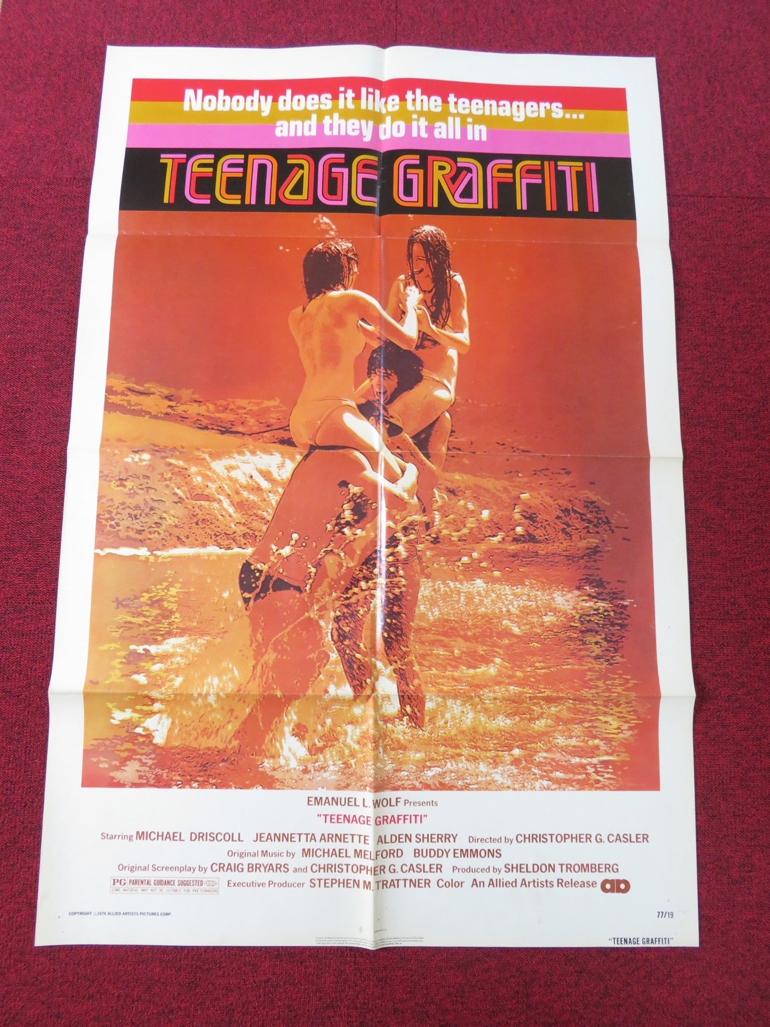 TEENAGE GRAFFITI FOLDED US ONE SHEET POSTER MICHAEL DRISCOLL J. ARNETTE 1977 Rendezvous Cinema Movie posters
