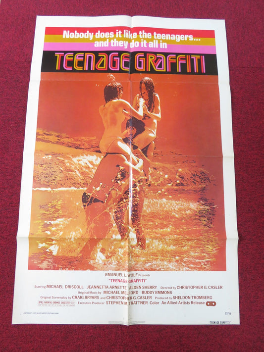 TEENAGE GRAFFITI FOLDED US ONE SHEET POSTER MICHAEL DRISCOLL J. ARNETTE 1977 Rendezvous Cinema Movie posters