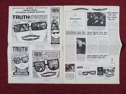 TEENAGE REBELLION IT'S A BIKINI WORLD COMBO UNCUT PRESS BOOK FOLDED 1967 Rendezvous Cinema Movie posters