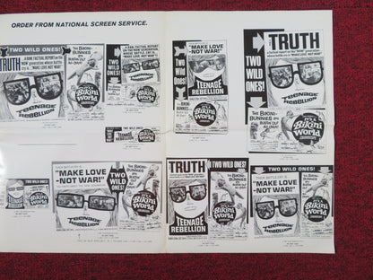 TEENAGE REBELLION IT'S A BIKINI WORLD COMBO UNCUT PRESS BOOK FOLDED 1967 Rendezvous Cinema Movie posters