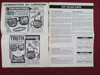 TEENAGE REBELLION IT'S A BIKINI WORLD COMBO UNCUT PRESS BOOK FOLDED 1967 Rendezvous Cinema Movie posters