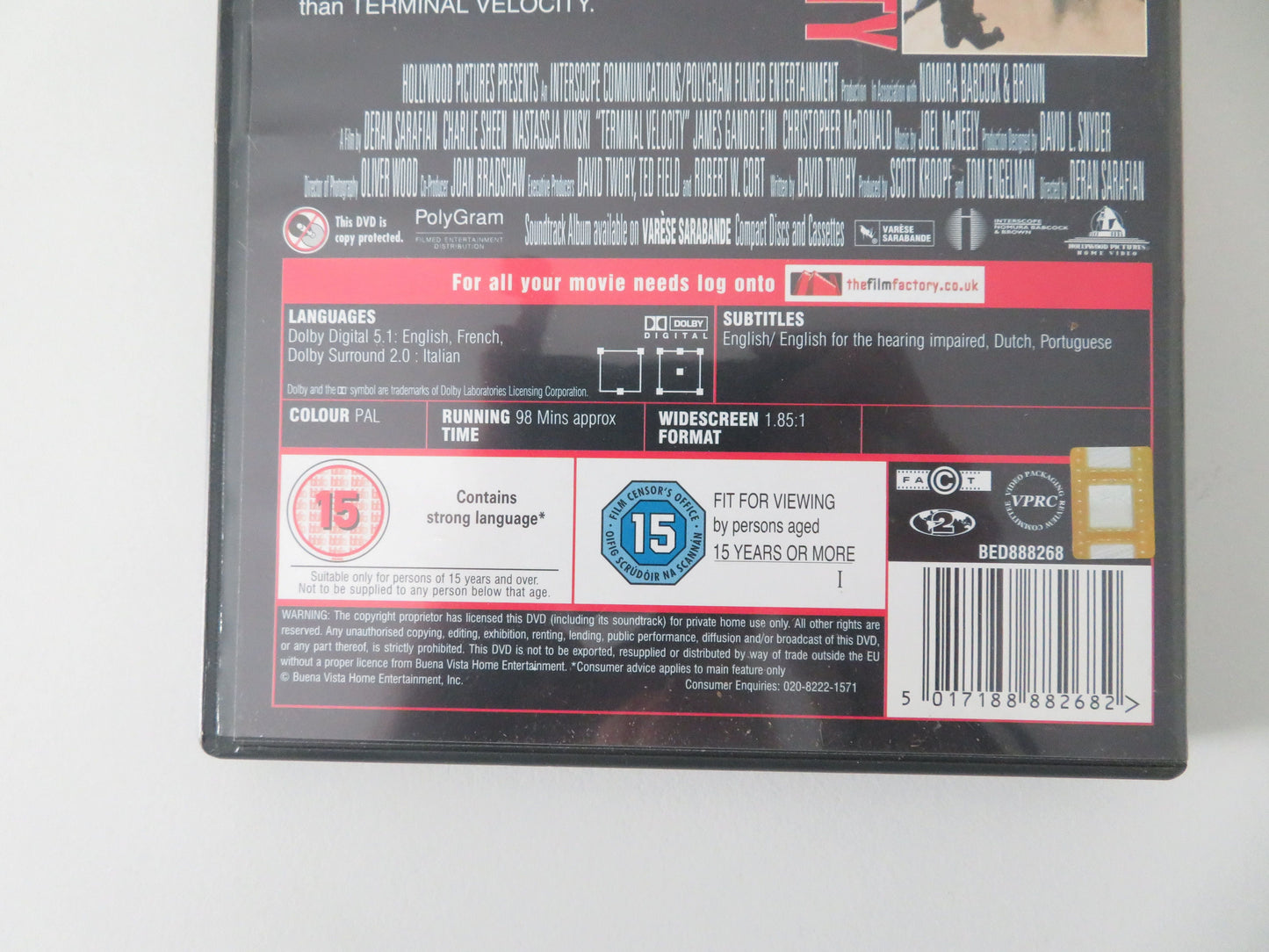 Terminal Velocity (DVD) Charlie Sheen Nastassja Kinski 1994 Region 2 Movie posters