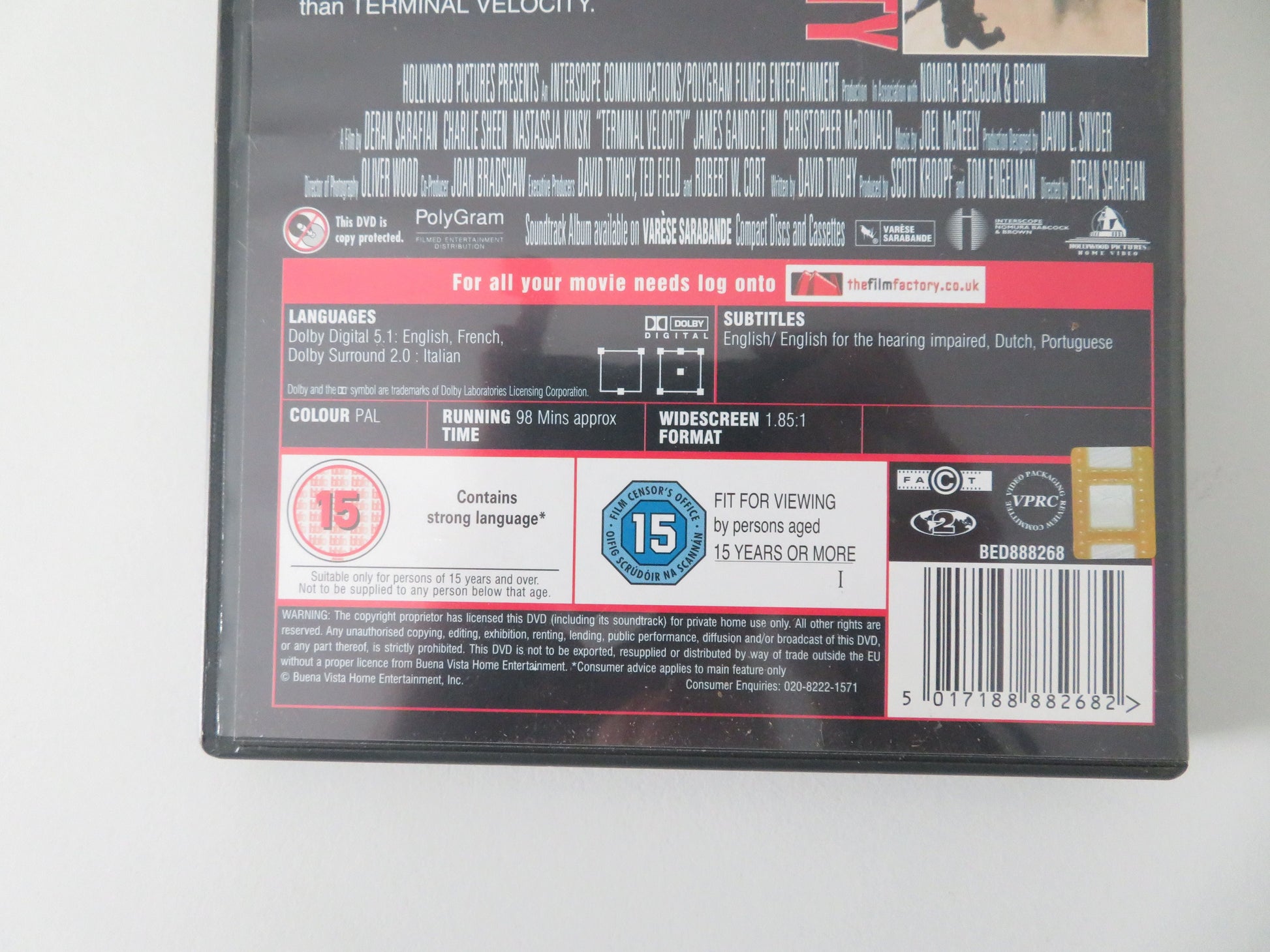 Terminal Velocity (DVD) Charlie Sheen Nastassja Kinski 1994 Region 2 Movie posters