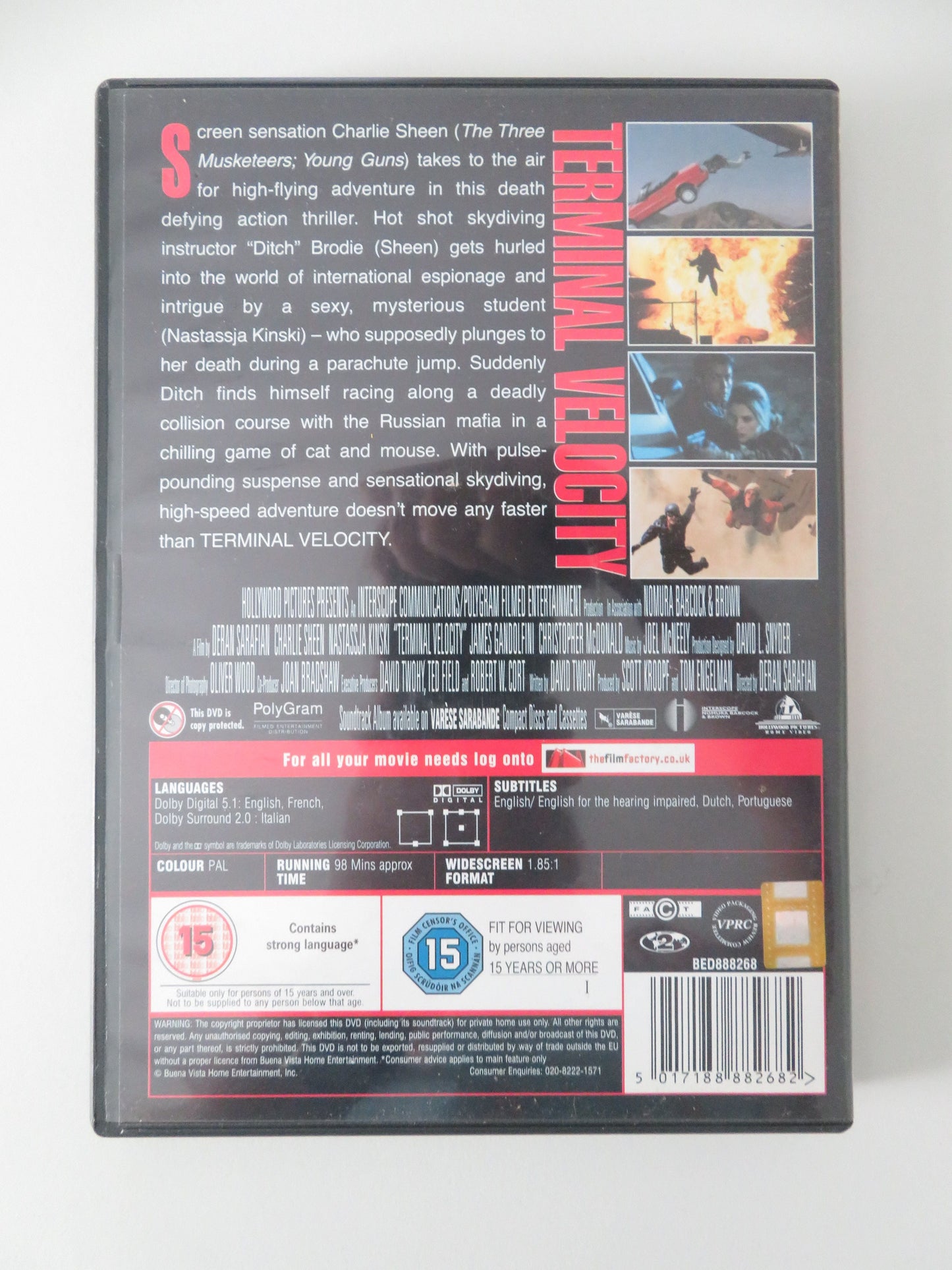 Terminal Velocity (DVD) Charlie Sheen Nastassja Kinski 1994 Region 2 Movie posters