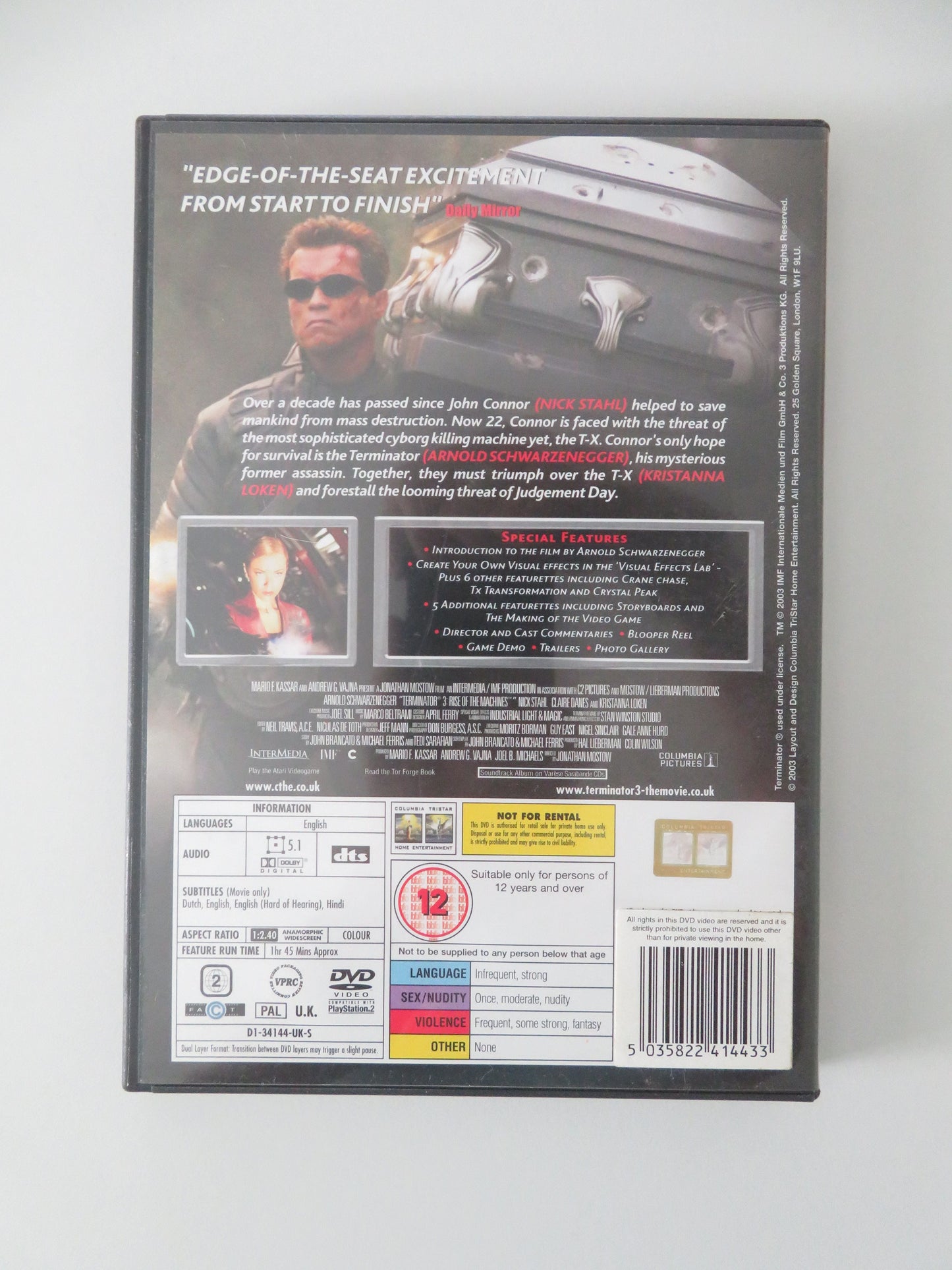 Terminator 3: Rise of the Machines (DVD) Arnold Schwarzenegger 2003 Region 2 Movie posters