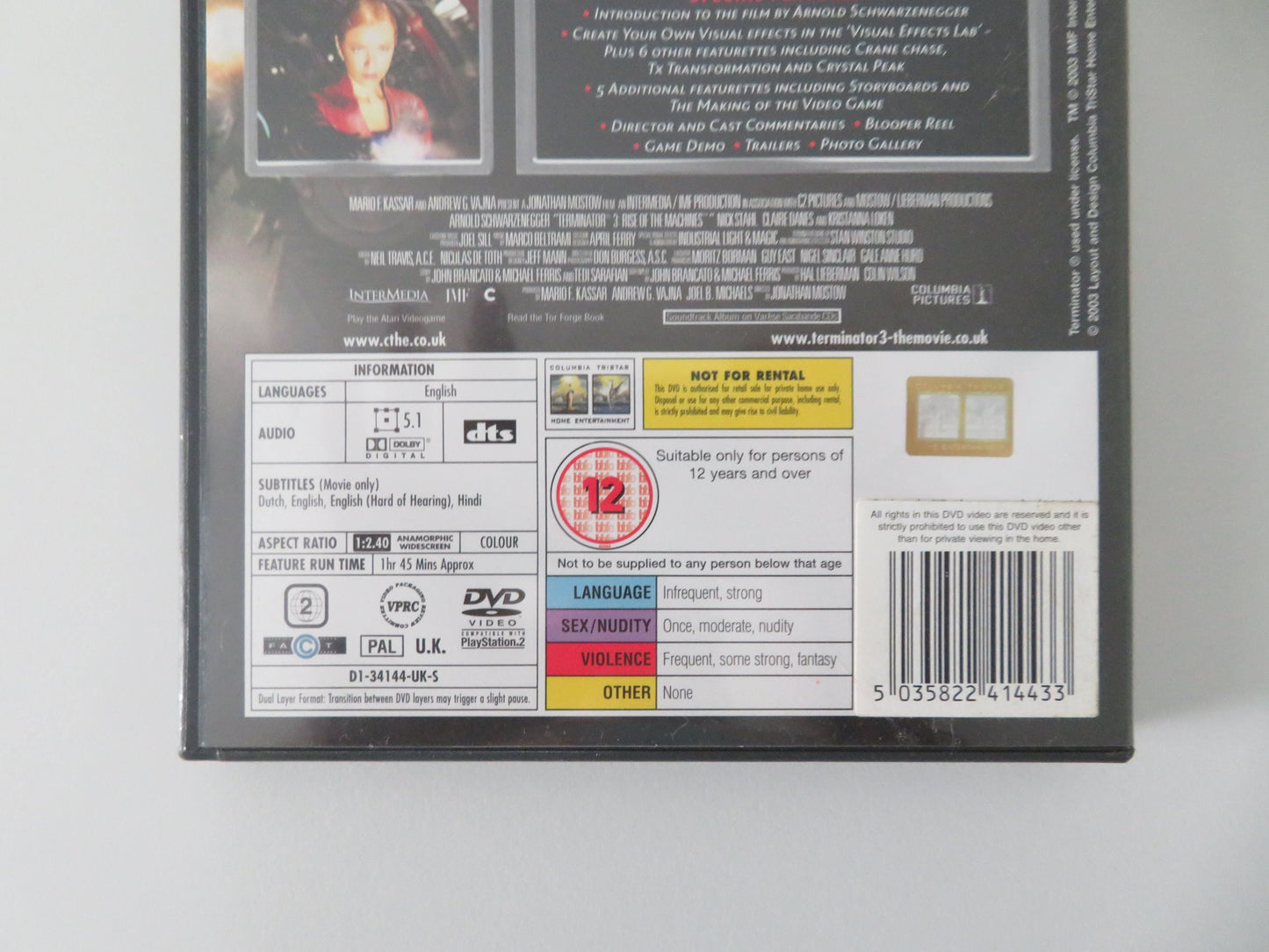 Terminator 3: Rise of the Machines (DVD) Arnold Schwarzenegger 2003 Region 2 Movie posters