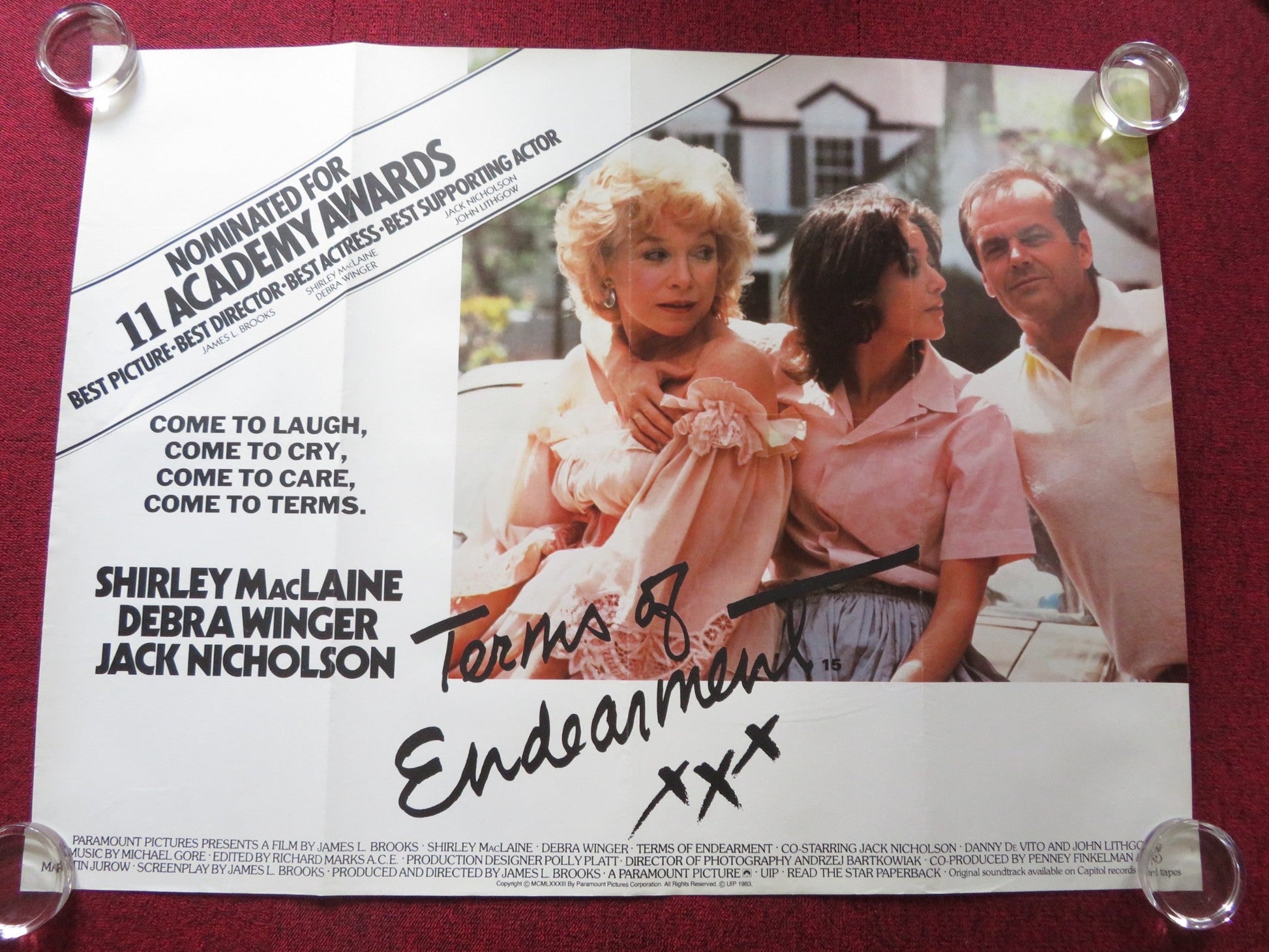 TERMS OF ENDEARMENT UK QUAD ROLLED POSTER SHIRLEY MACLAINE JACK NICHOLSON 1983 Rendezvous Cinema Movie posters