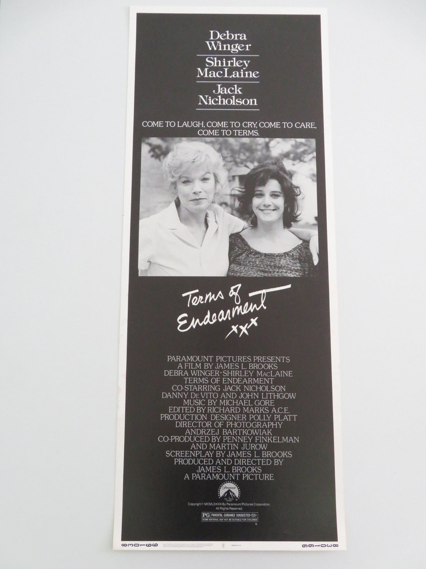 TERMS OF ENDEARMENT US INSERT POSTER SHIRLEY MACLAINE JACK NICHOLSON 1983 Movie posters