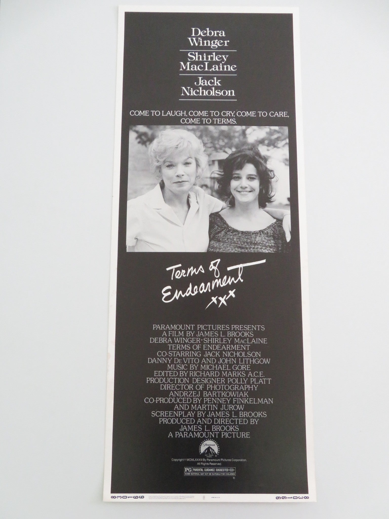TERMS OF ENDEARMENT US INSERT POSTER SHIRLEY MACLAINE JACK NICHOLSON 1983 Movie posters