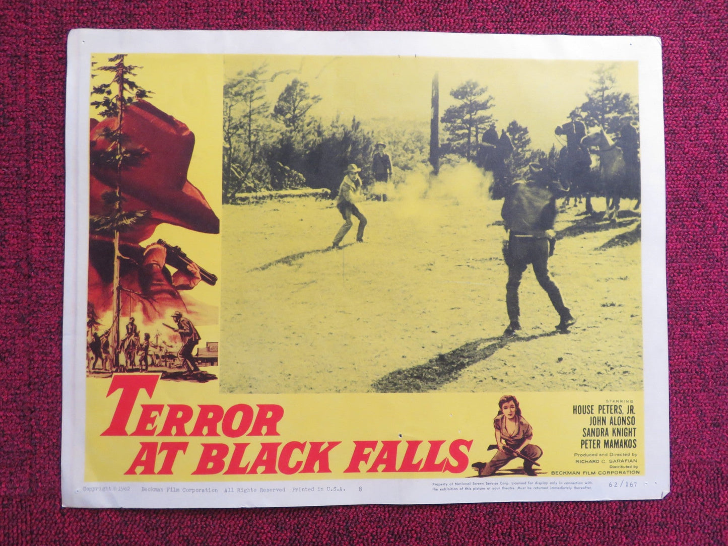 TERROR AT BLACK FALLS US LOBBY CARD FULL SET HOUSE PETERS JR. JOHN ALONSO 1962 Rendezvous Cinema Movie posters