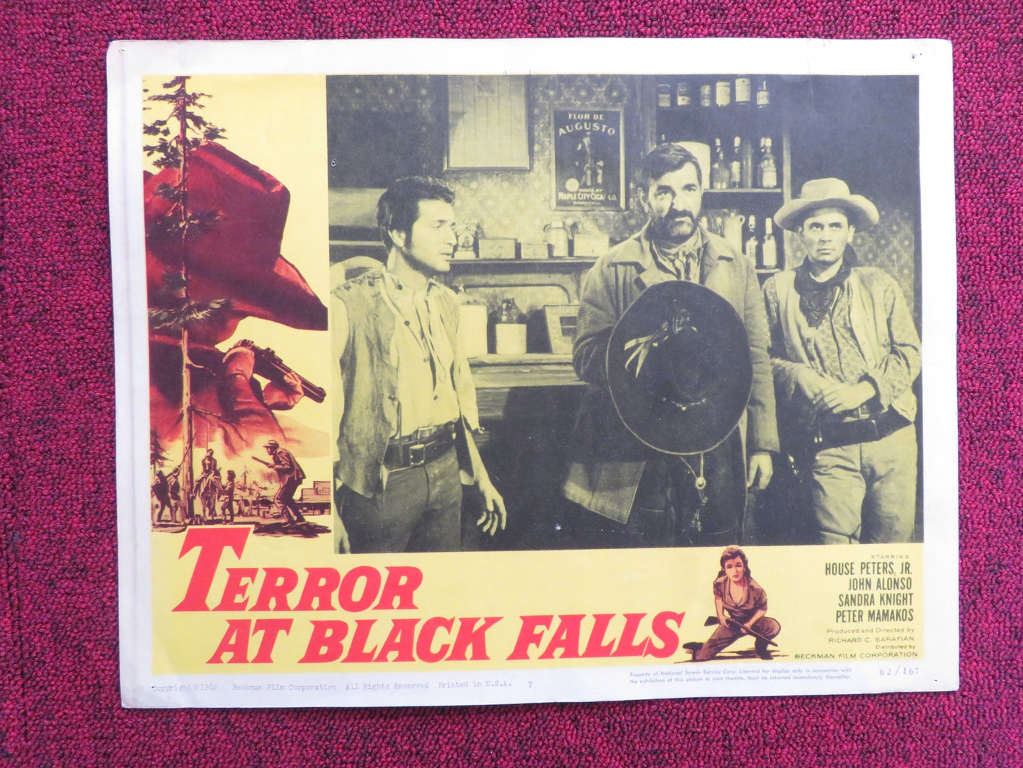 TERROR AT BLACK FALLS US LOBBY CARD FULL SET HOUSE PETERS JR. JOHN ALONSO 1962 Rendezvous Cinema Movie posters