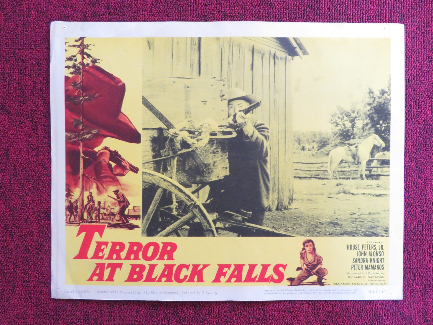 TERROR AT BLACK FALLS US LOBBY CARD FULL SET HOUSE PETERS JR. JOHN ALONSO 1962 Rendezvous Cinema Movie posters