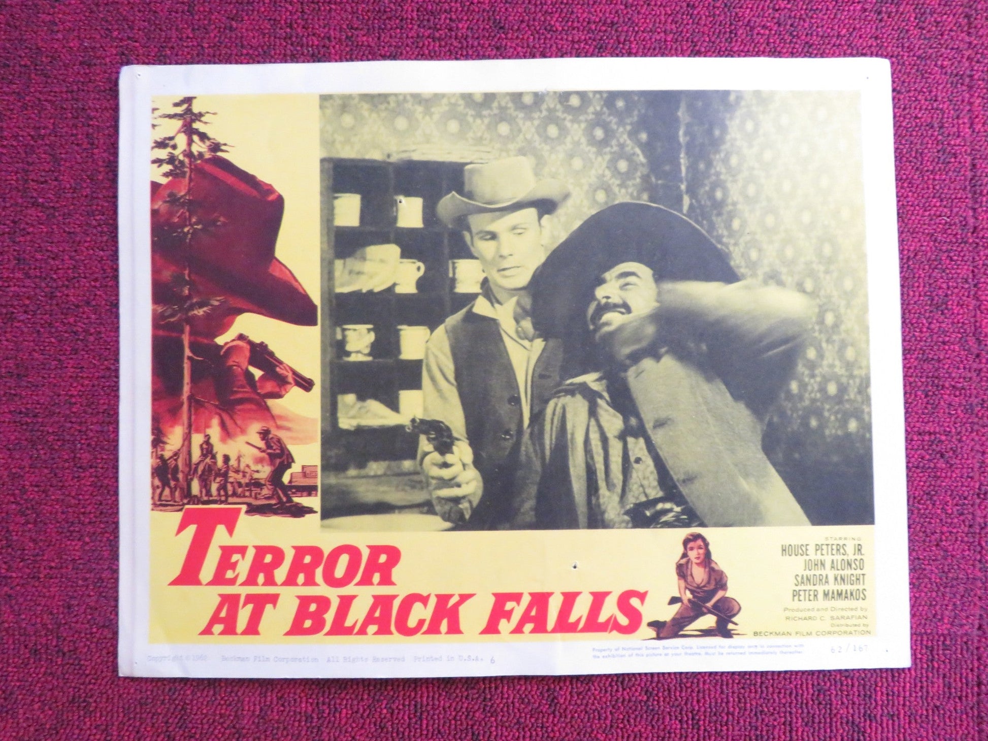 TERROR AT BLACK FALLS US LOBBY CARD FULL SET HOUSE PETERS JR. JOHN ALONSO 1962 Rendezvous Cinema Movie posters