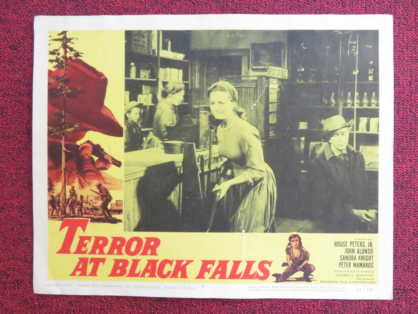 TERROR AT BLACK FALLS US LOBBY CARD FULL SET HOUSE PETERS JR. JOHN ALONSO 1962 Rendezvous Cinema Movie posters