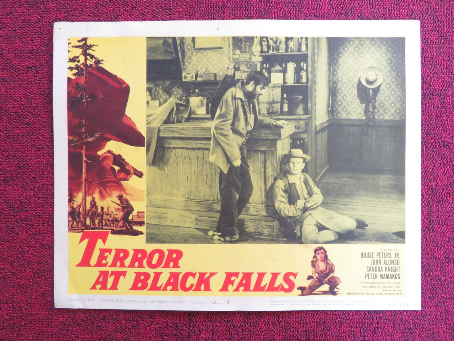 TERROR AT BLACK FALLS US LOBBY CARD FULL SET HOUSE PETERS JR. JOHN ALONSO 1962 Rendezvous Cinema Movie posters