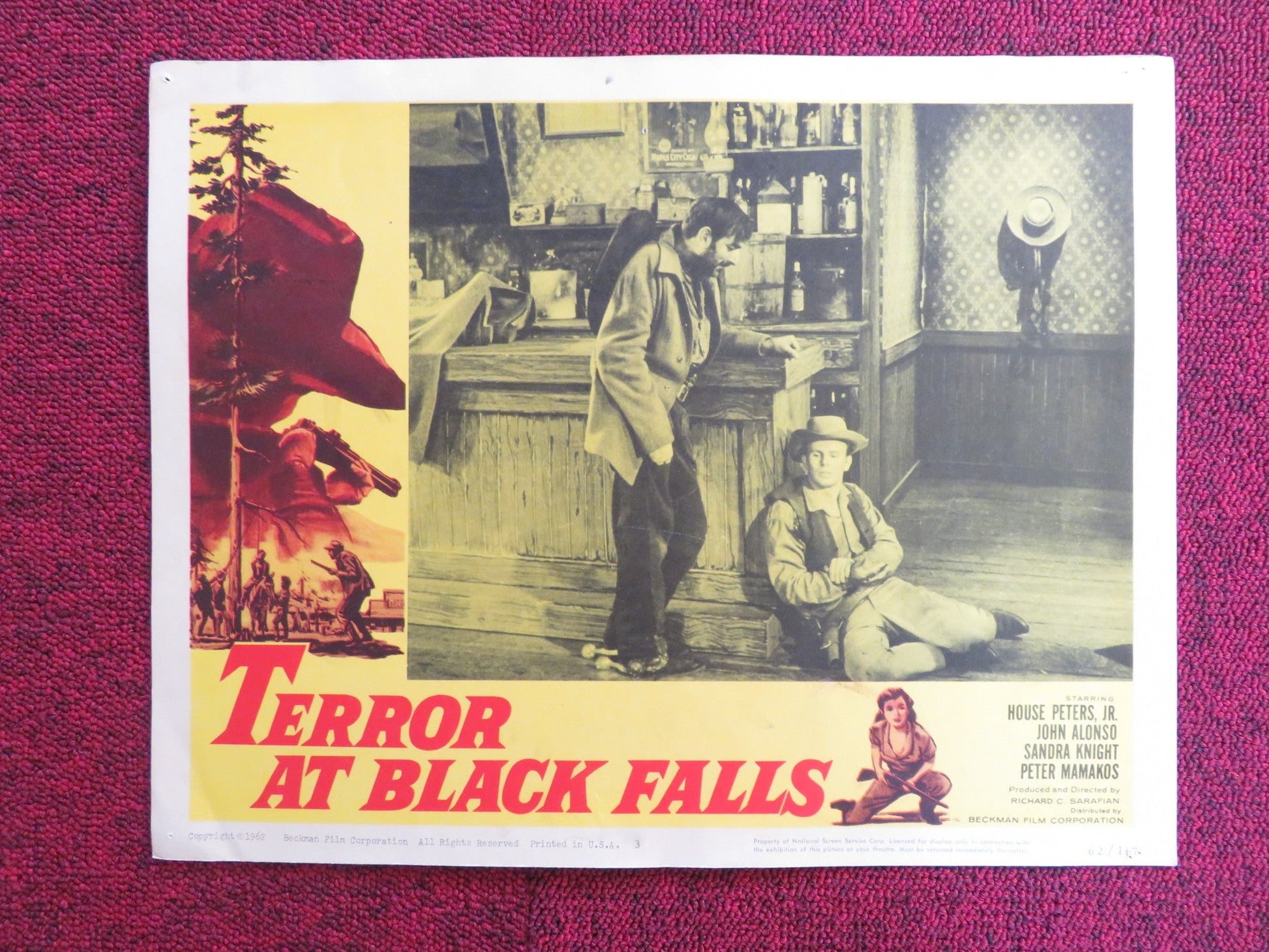TERROR AT BLACK FALLS US LOBBY CARD FULL SET HOUSE PETERS JR. JOHN ALONSO 1962 Rendezvous Cinema Movie posters