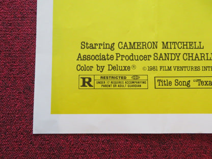 TEXAS LIGHTNING FOLDED US ONE SHEET POSTER CAMERON MITCHELL M. MCCORMICK 1981 Rendezvous Cinema Movie posters