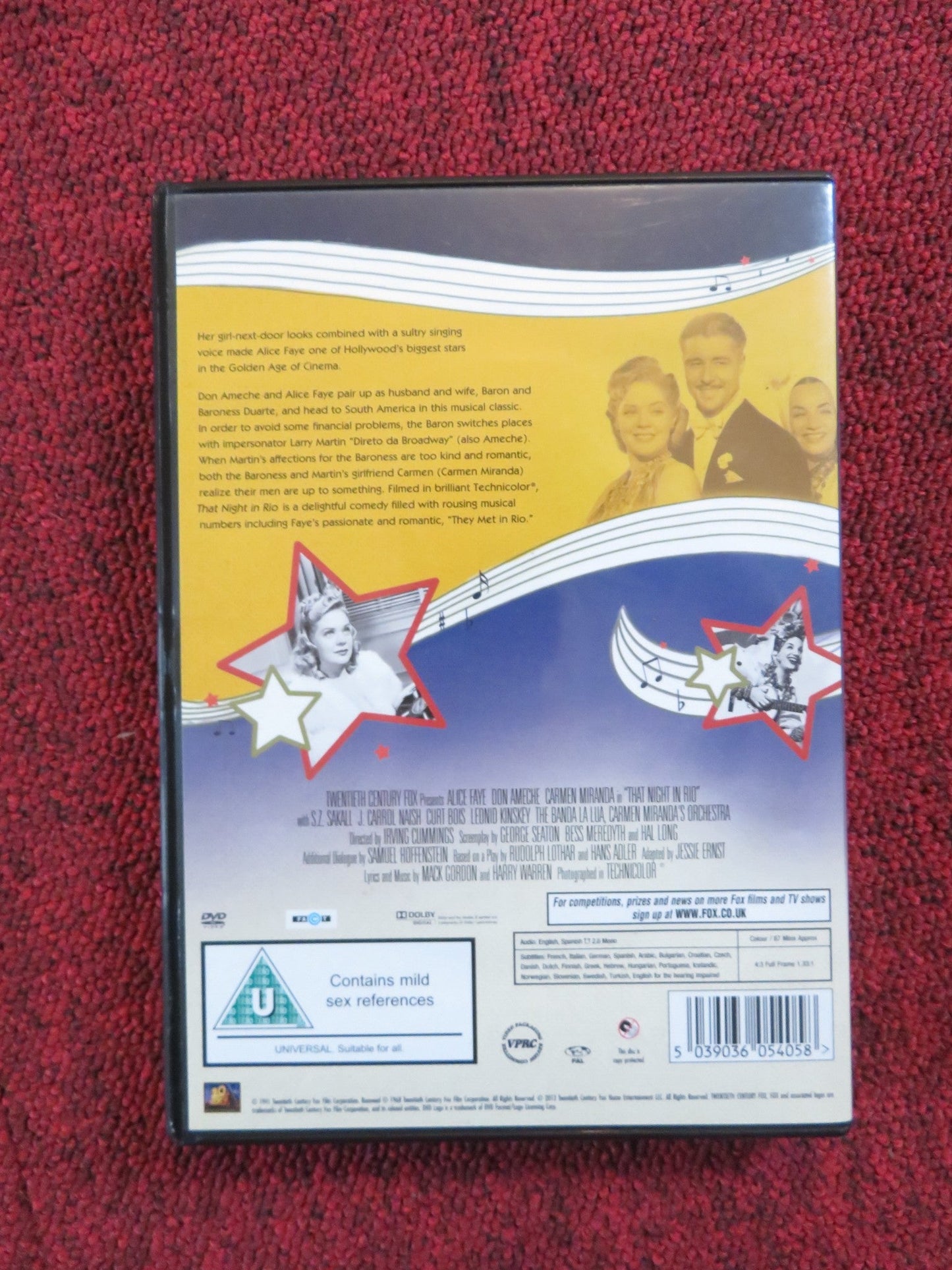 THAT NIGHT IN RIO (DVD) ALICE FAYE DON AMECHE CARMEN MIRANDA 1941 REGION 2 Rendezvous Cinema Movie posters