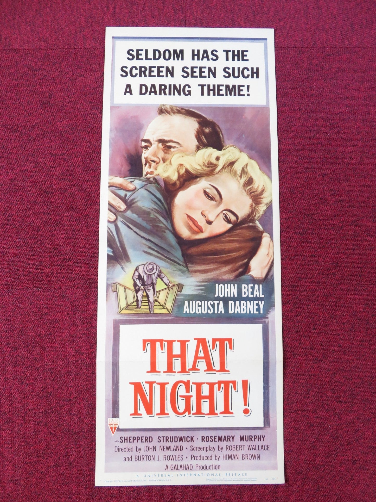 THAT NIGHT! US INSERT POSTER JOHN BEAL AUGUSTA DABNEY 1957 Rendezvous Cinema Movie posters