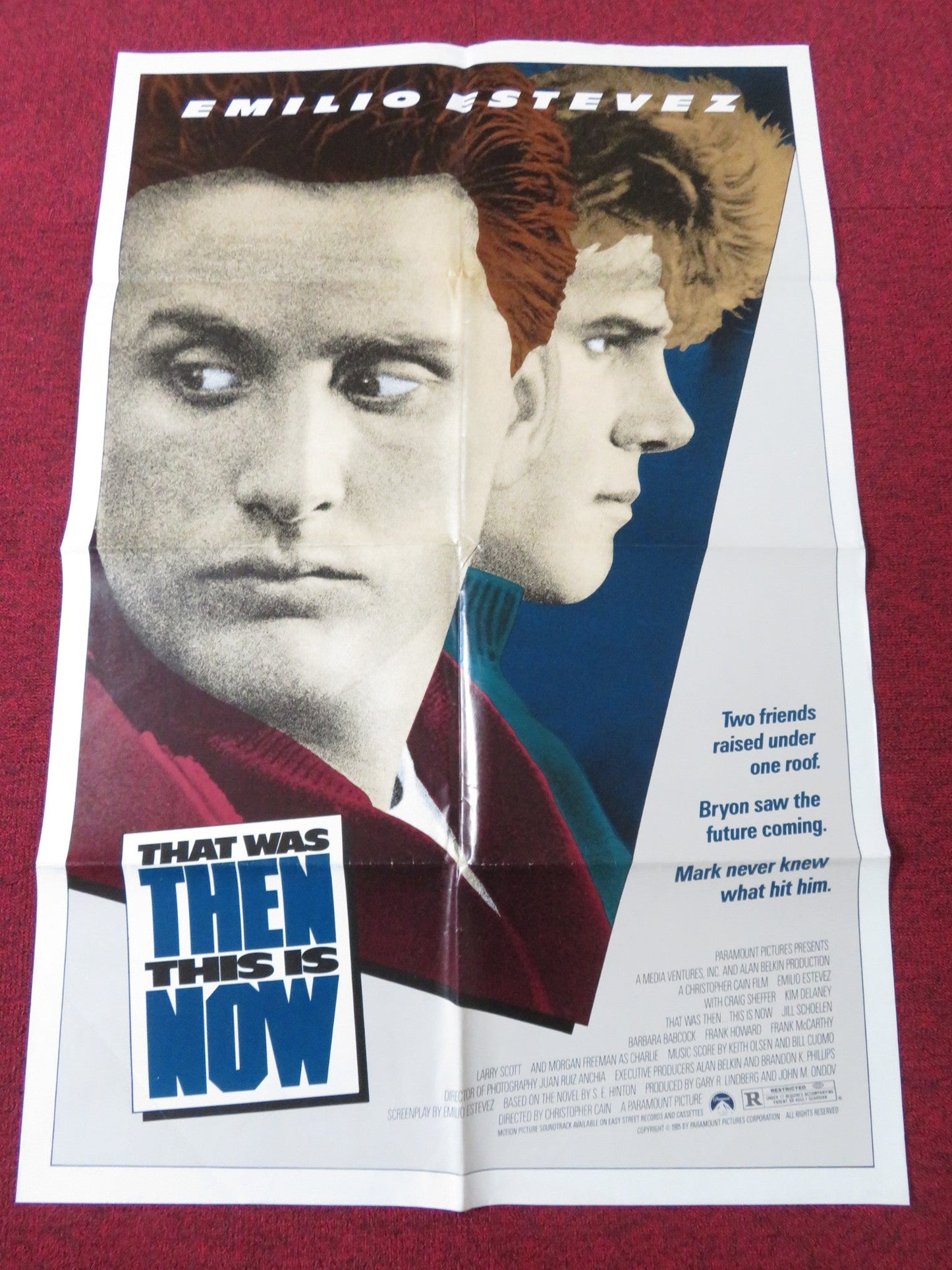 THAT WAS THEN... THIS IS NOW FOLDED US ONE SHEET POSTER EMILIO ESTEVEZ 1985 Rendezvous Cinema Movie posters