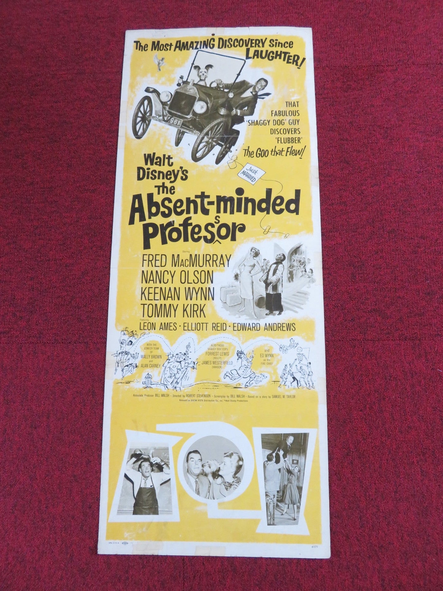 THE ABSENT MINDED PROFESSOR US INSERT POSTER DISNEY FRED MACMURRAY OLSON 1961 Rendezvous Cinema Movie posters