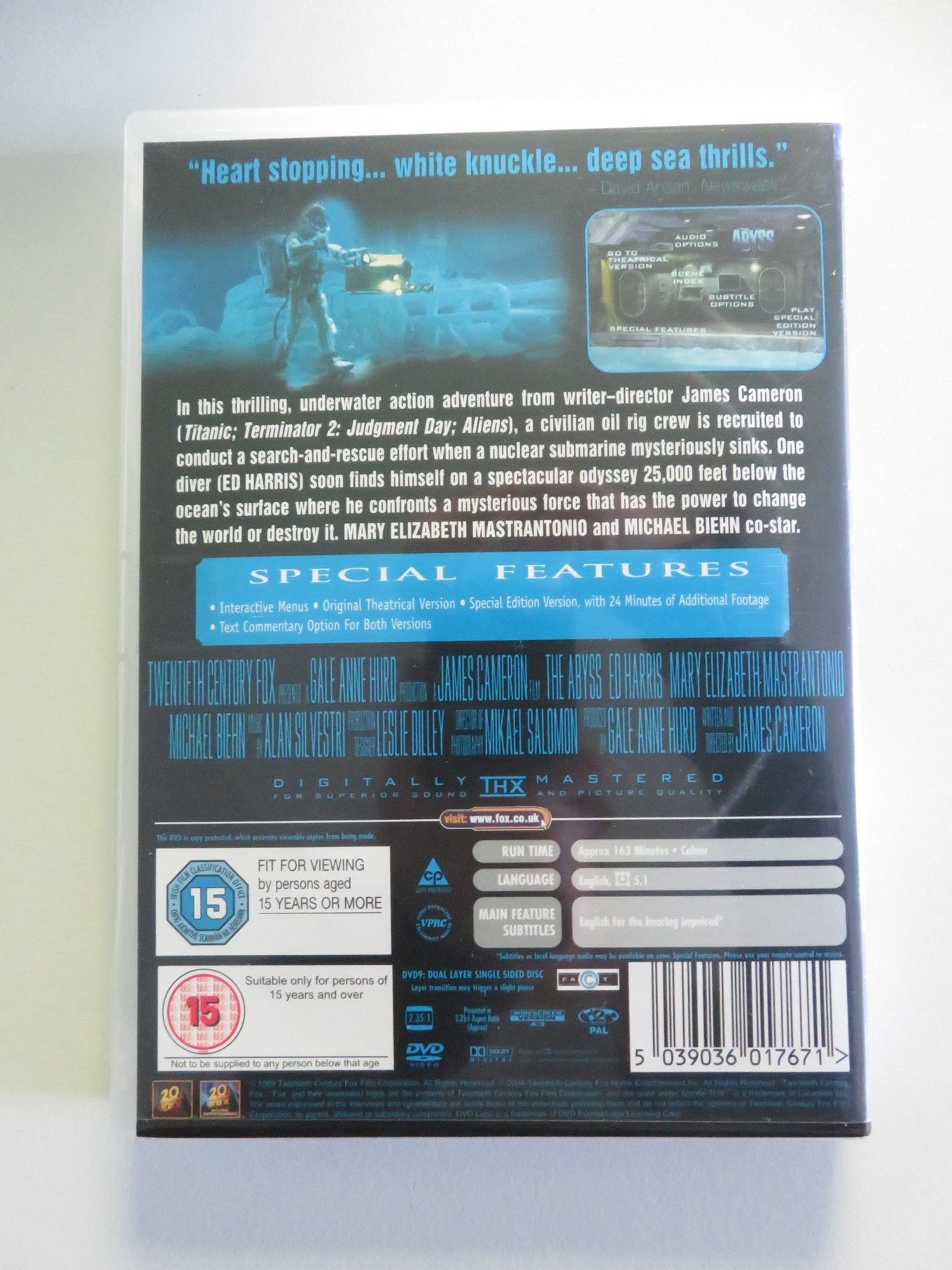 THE ABYSS (DVD) ED HARRIS MARY ELIZABETH MASTRANTONIO 1989 REGION 2 Movie posters