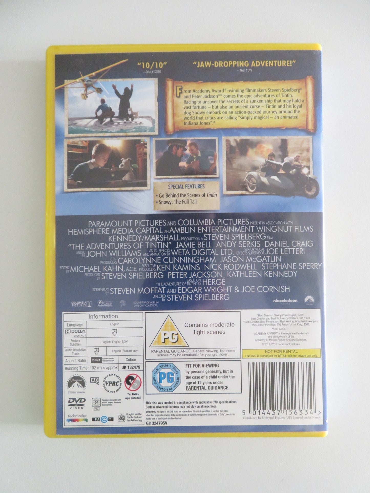 THE ADVENTURES OF TINTIN (DVD) JAMIE BELL ANDY SERKIS 2011 REGION 2 Movie posters