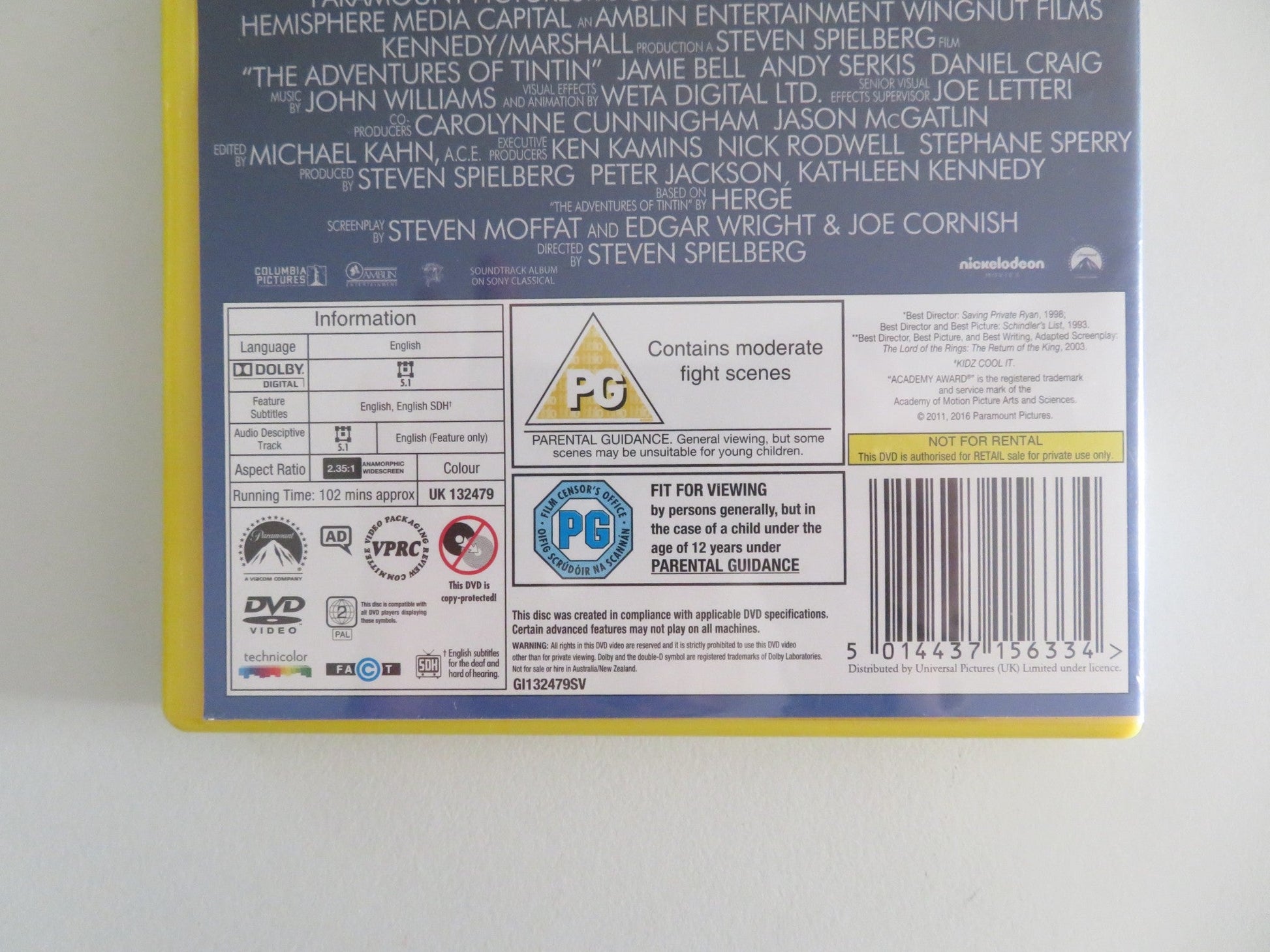THE ADVENTURES OF TINTIN (DVD) JAMIE BELL ANDY SERKIS 2011 REGION 2 Movie posters