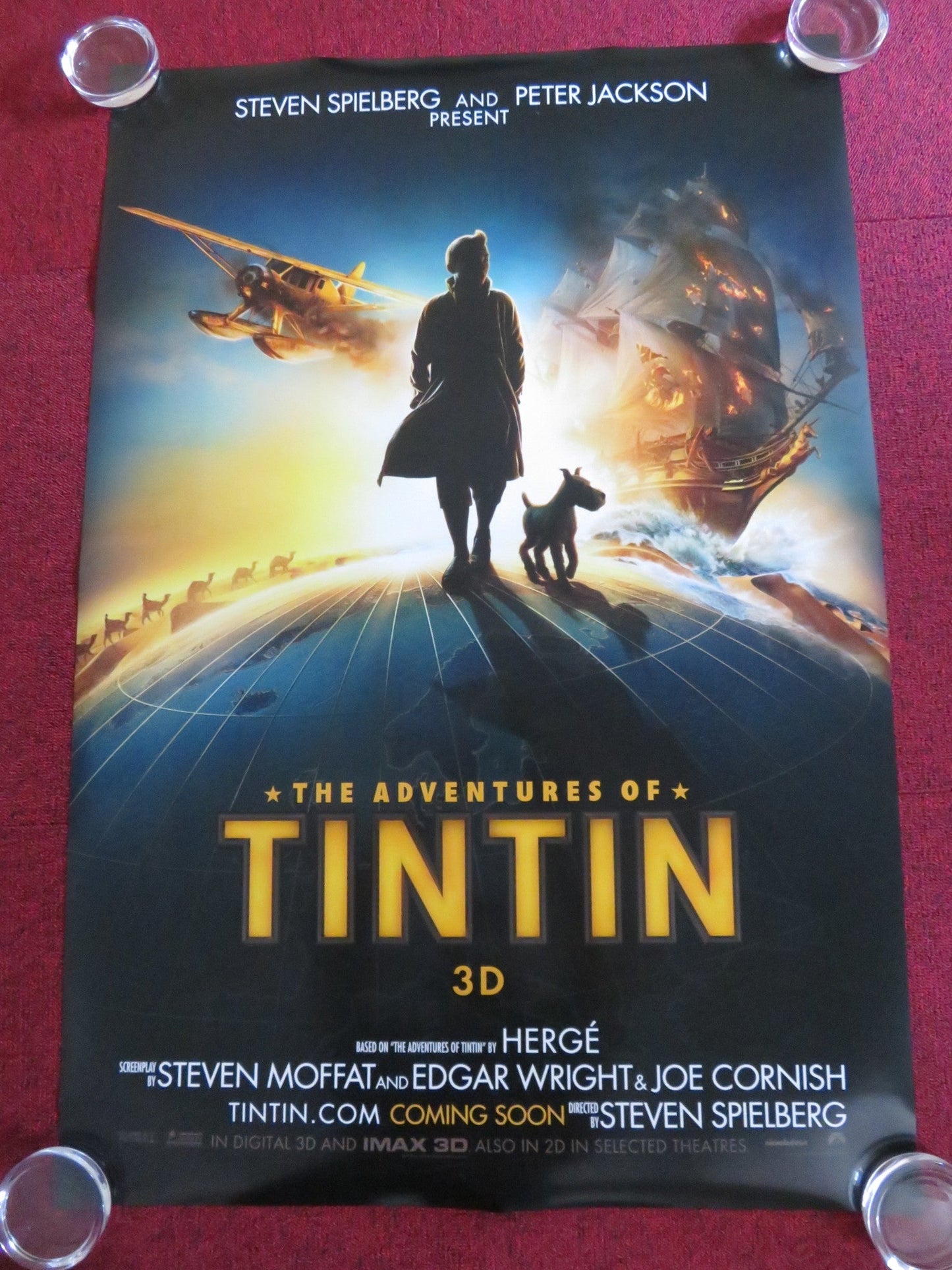 THE ADVENTURES OF TINTIN US ONE SHEET ROLLED POSTER SPIELBERG JAMIE BELL 2011 Rendezvous Cinema Movie posters