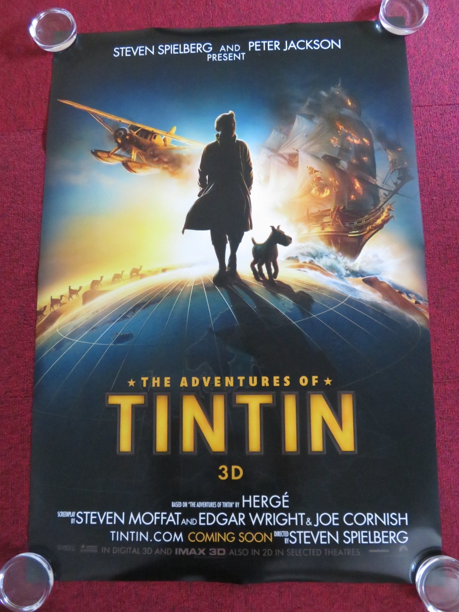 THE ADVENTURES OF TINTIN US ONE SHEET ROLLED POSTER SPIELBERG JAMIE BELL 2011 Rendezvous Cinema Movie posters