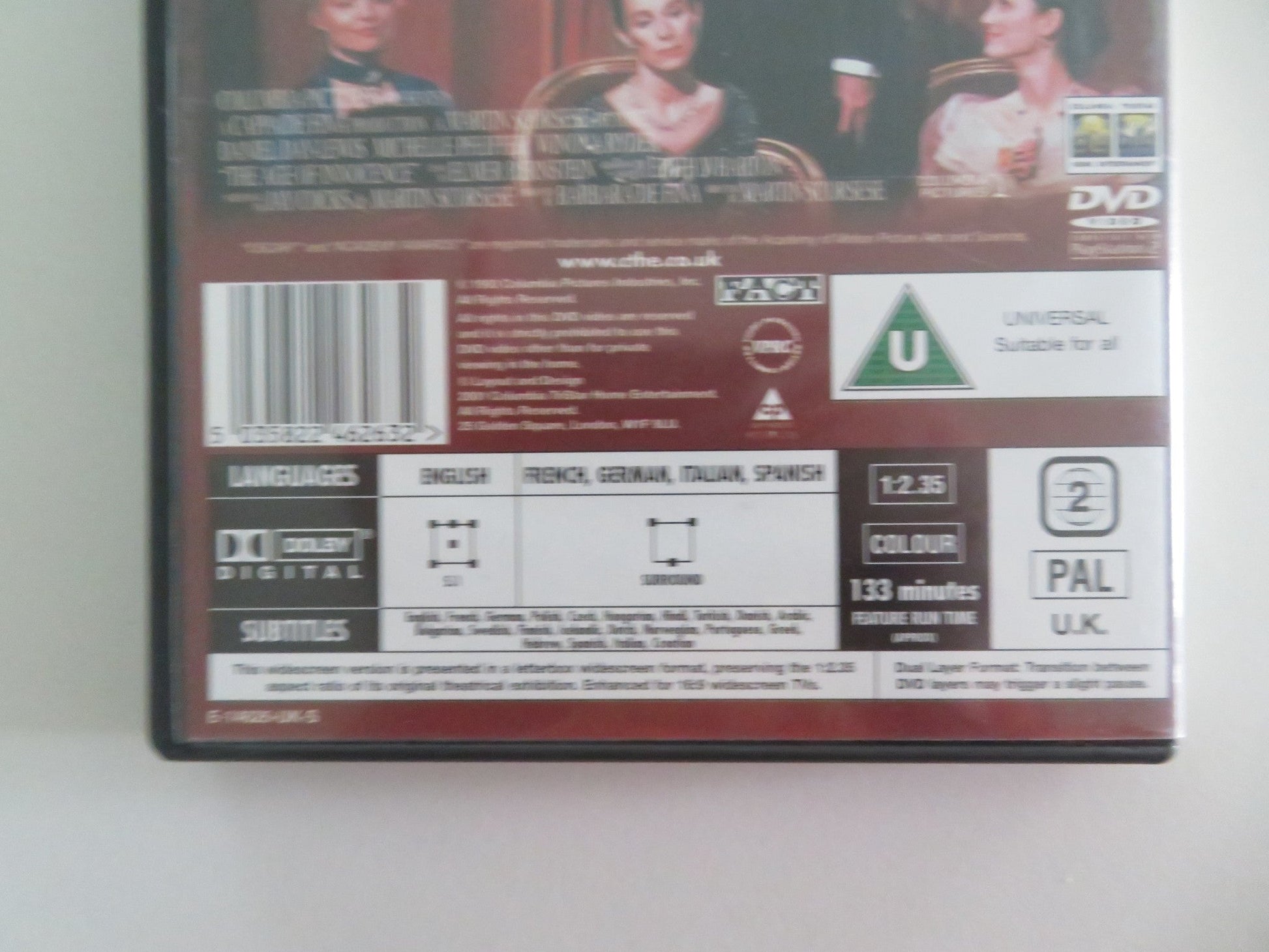 THE AGE OF INNOCENCE - B (DVD) DANIEL DAY - LEWIS MICHELLE PFEIFFER 1993 REGION 2 Movie posters